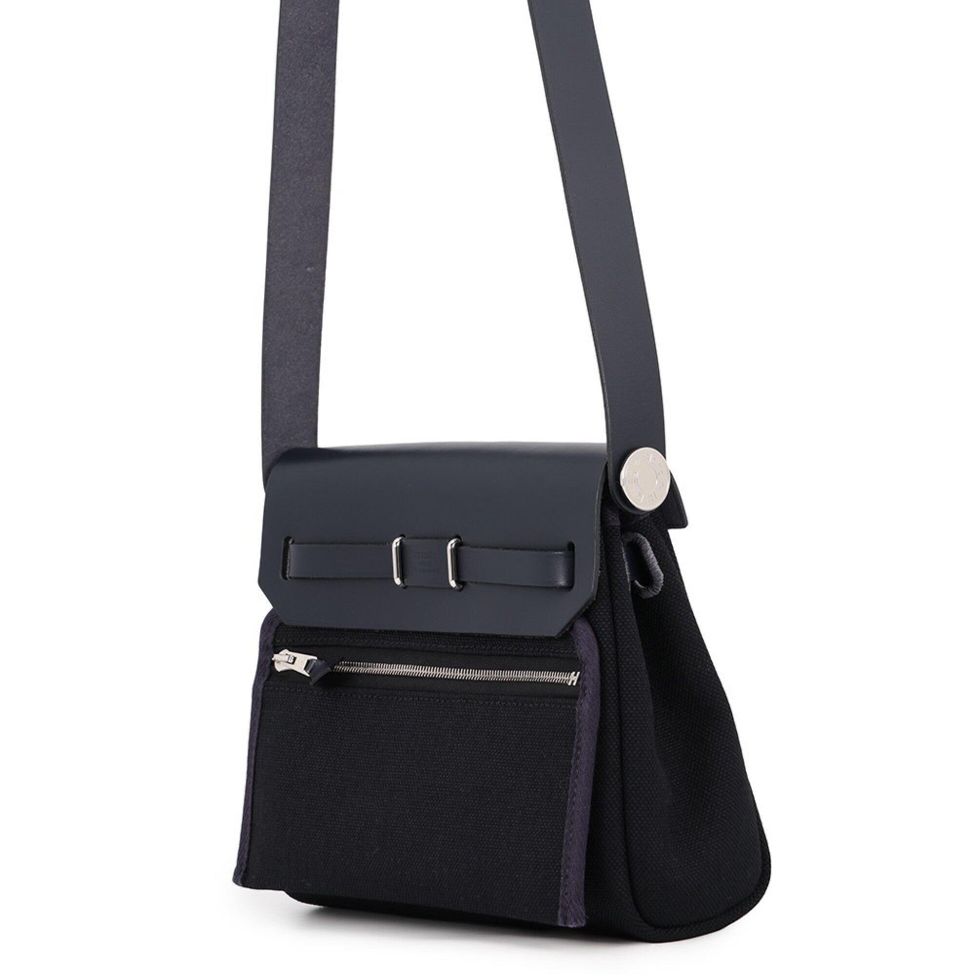 Hermes Black Blue Indigo Vache Leather Handbag Shoulder Bag (Pre-Owned)