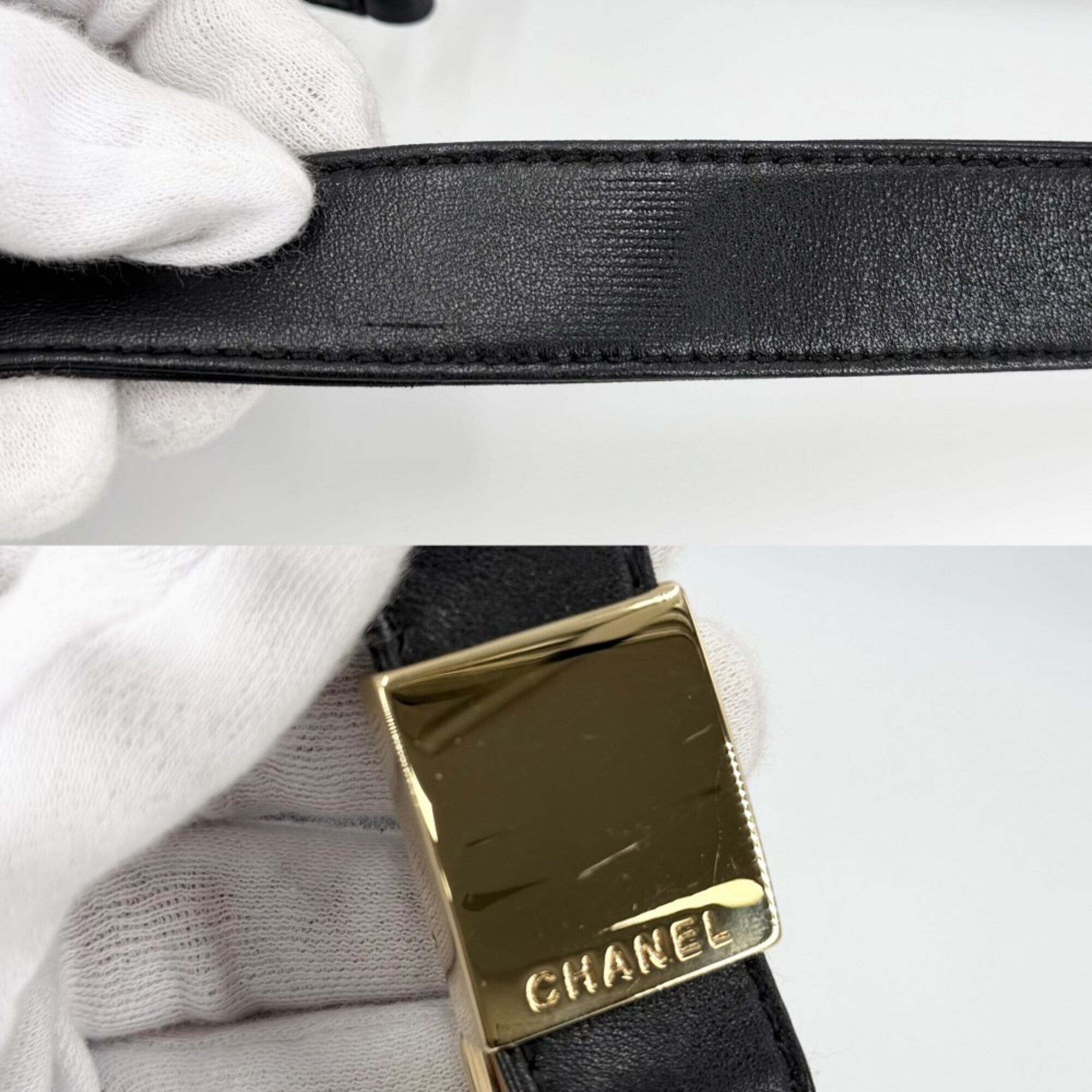 Chanel Black Leather Handbag Shoulder Bag (Pre-Owned)