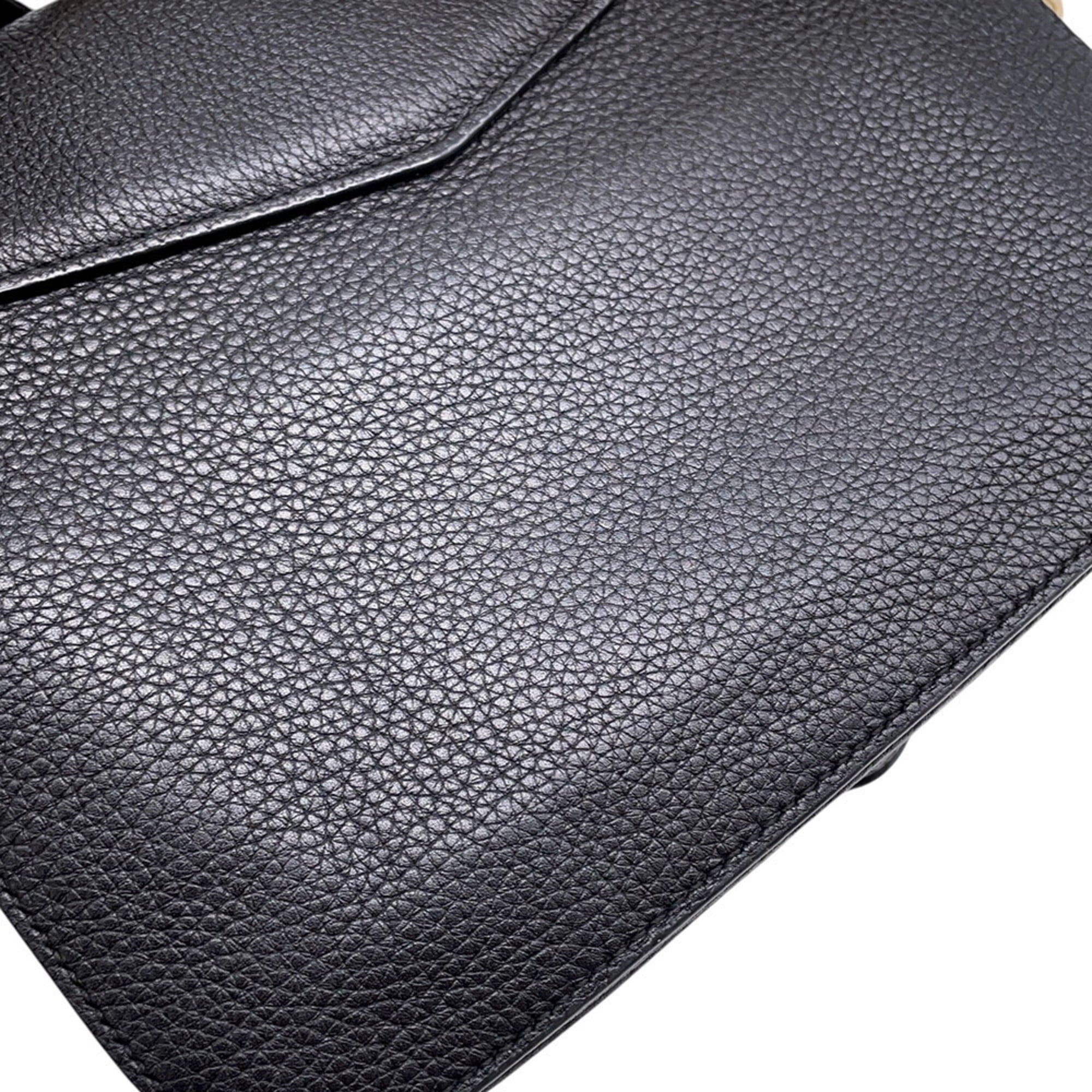Bottega Veneta Black Leather Handbag Shoulder Bag (Pre-Owned)