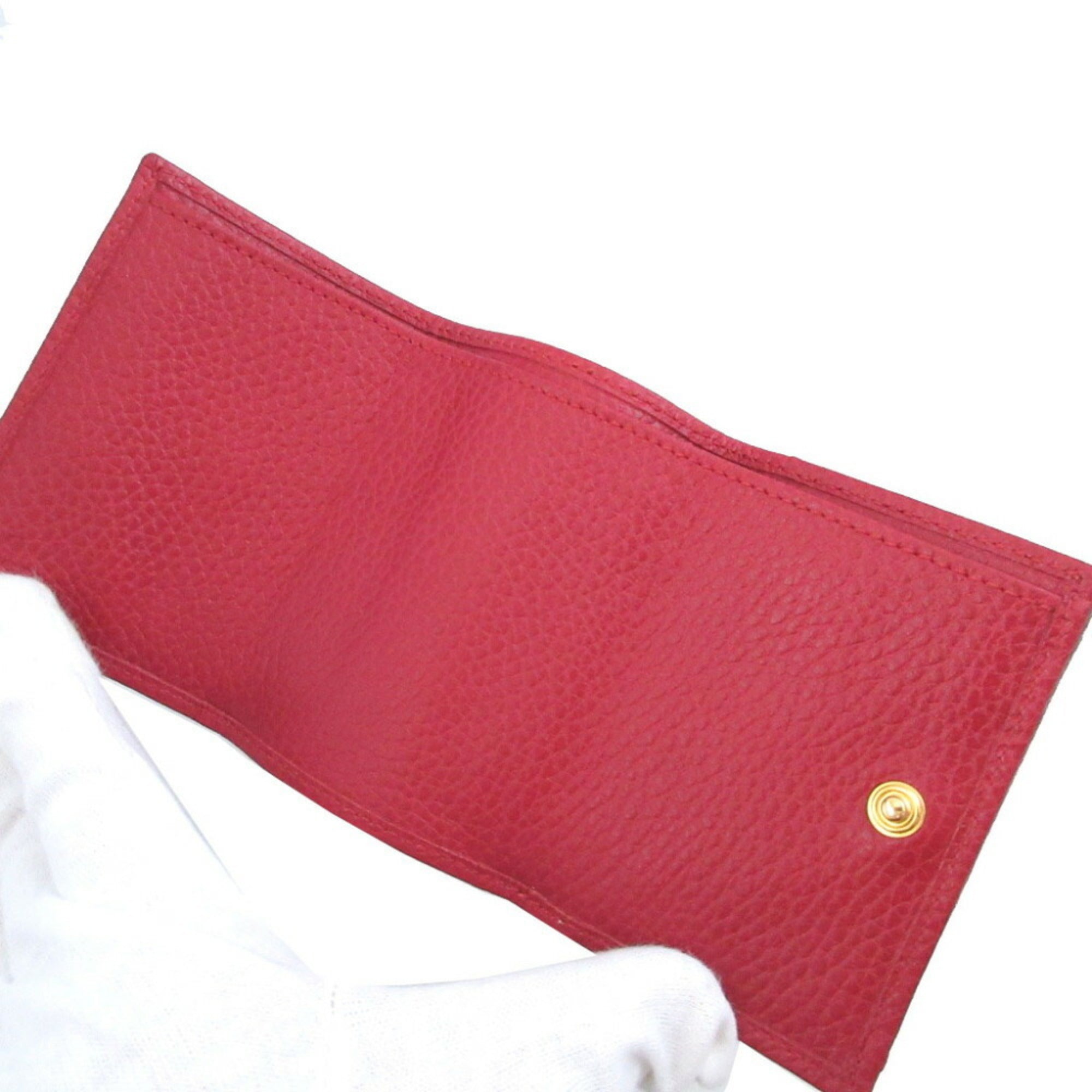 Gucci Red Color Leather Wallet (Tri-Fold) (Pre-Owned)