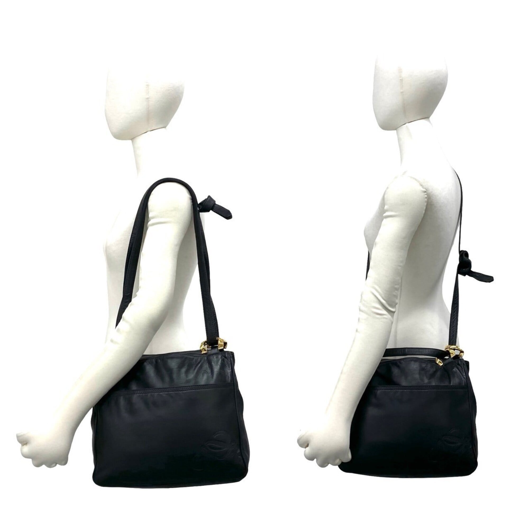 Loewe Black Leather Pochette Shoulder Bag Tote Bag (Pre-Owned)