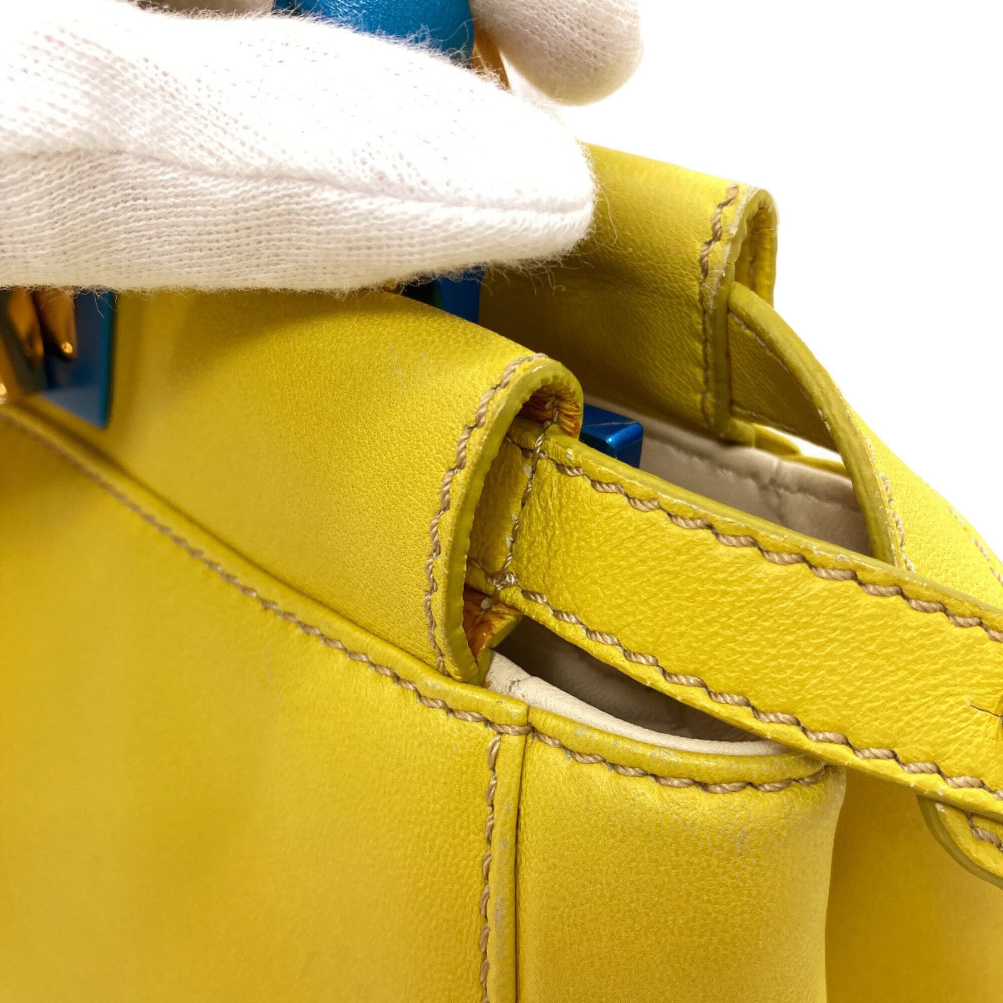 Fendi Blue Yellow Leather Handbag (Pre-Owned)