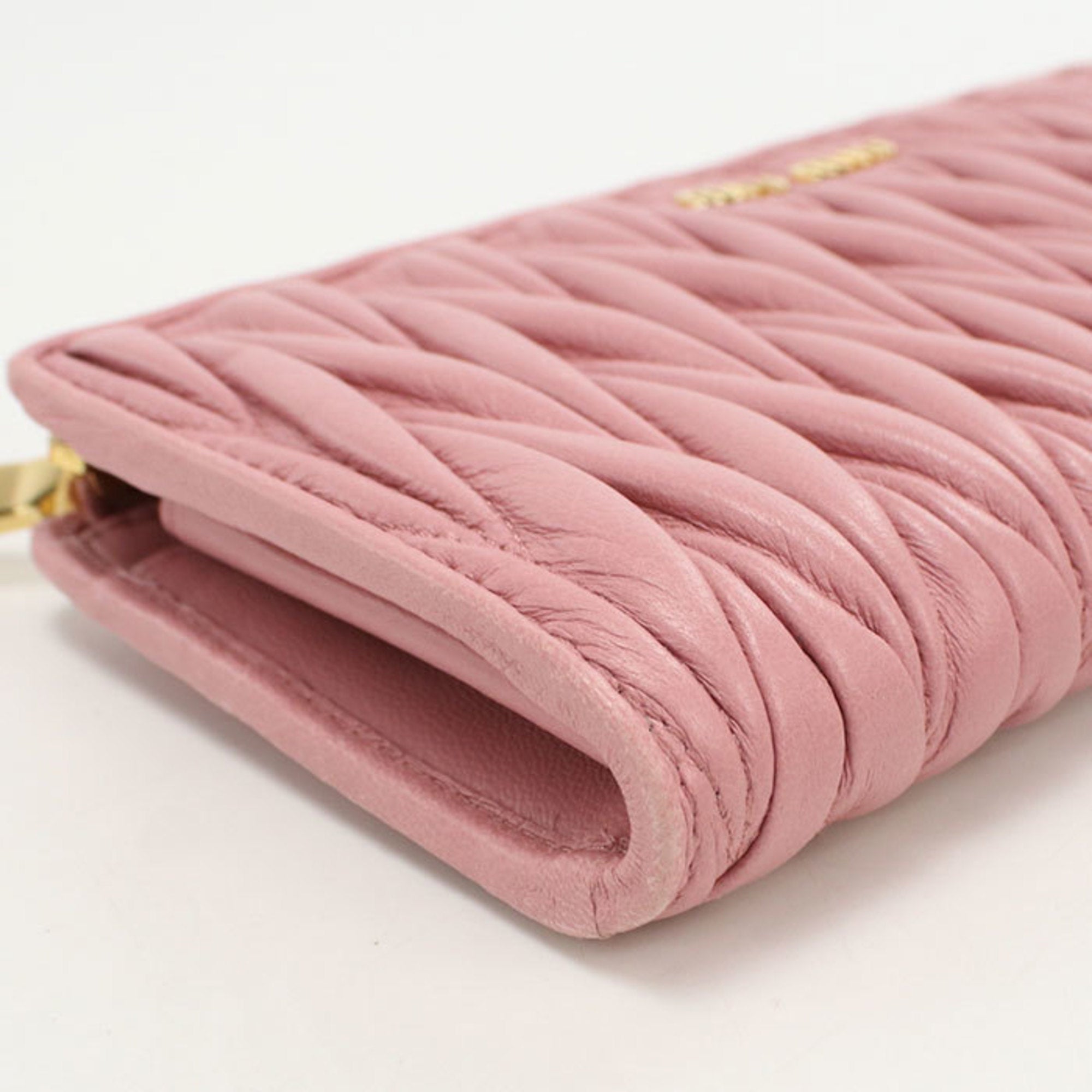 Miu Miu Pink Leather Long Wallet (Bi-Fold) (Pre-Owned)