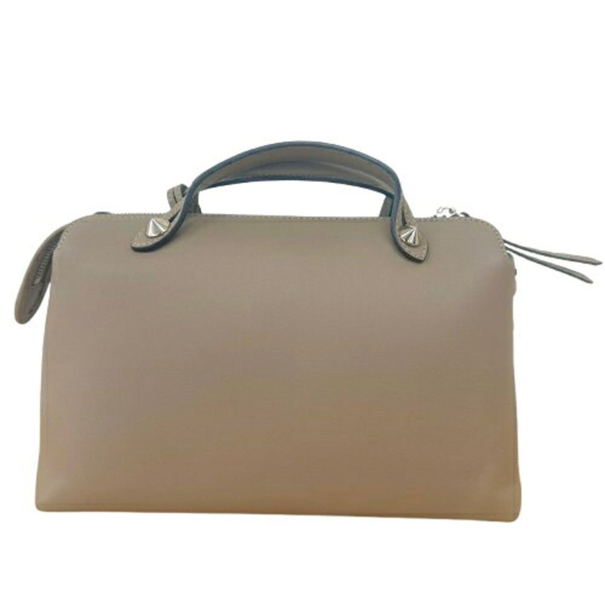 Fendi By The Way Light Gray Leather Handbag Shoulder Bag (Pre-Owned)