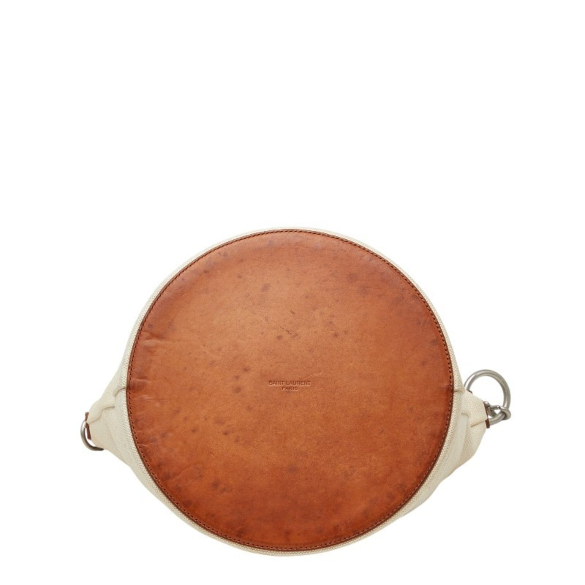 Saint Laurent Brown Ivory Canvas Leather Shoulder Bag (Pre-Owned)