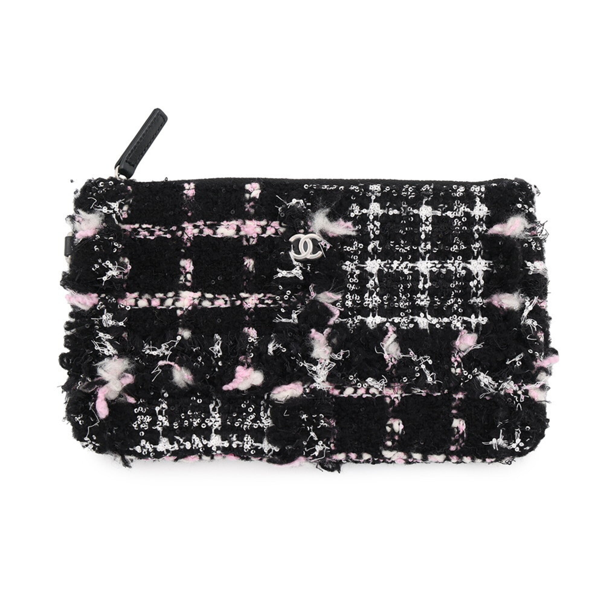 Chanel Black White Tweed Leather Handbag Shoulder Bag (Pre-Owned)