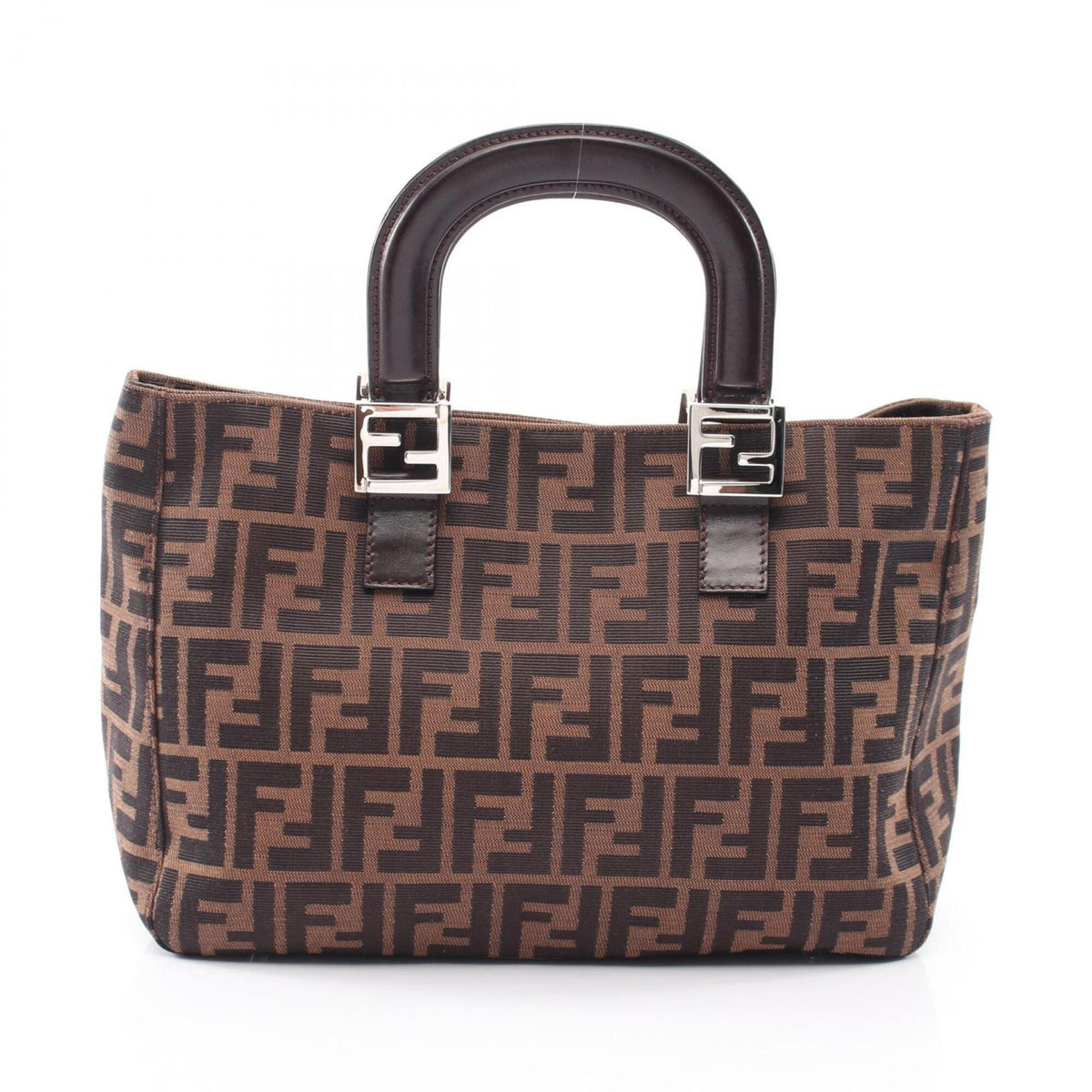 Fendi Zucca Black Brown Canvas Leather Tote Bag (Pre-Owned)