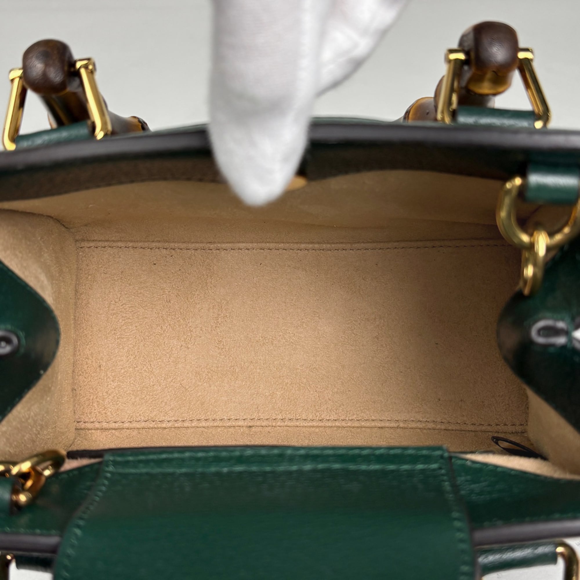 Gucci Bamboo Green Leather Tote Bag (Pre-Owned)