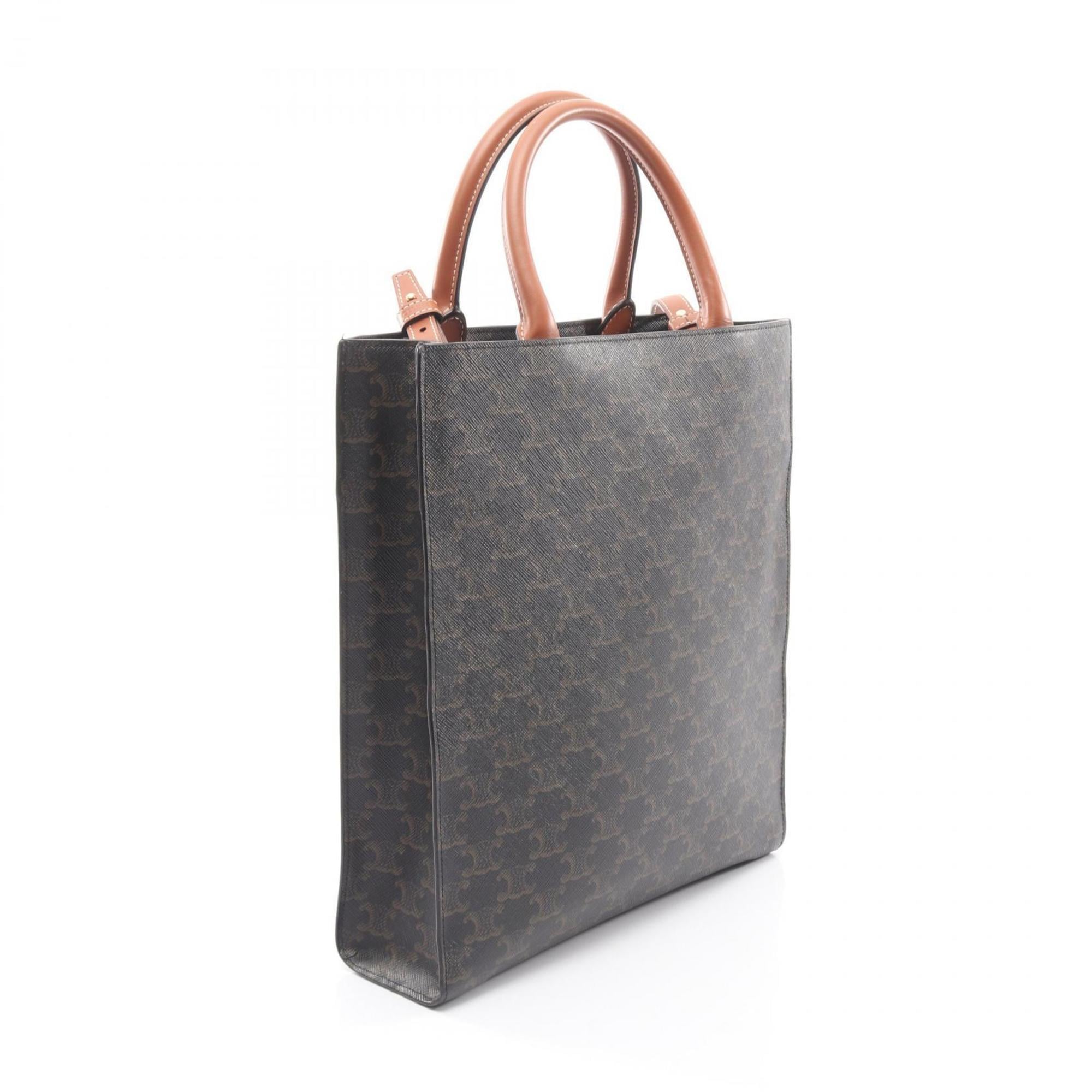 Celine Black Brown Coated Canvas Leather Handbag Tote Bag (Pre-Owned)