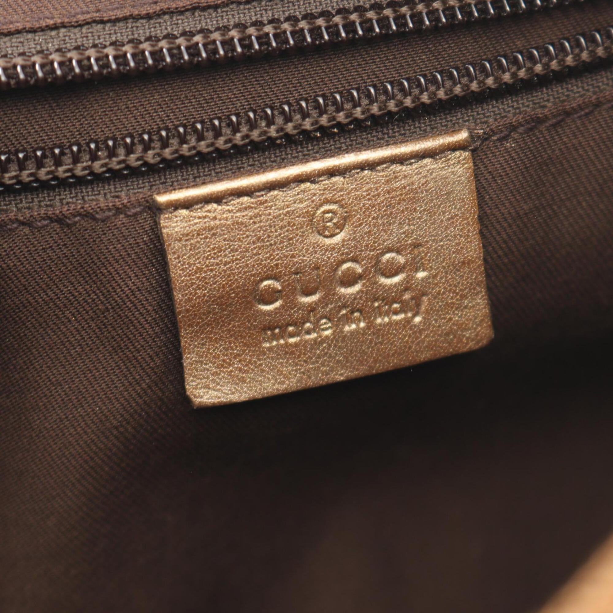 Gucci Beige Canvas Leather Handbag Shoulder Bag (Pre-Owned)