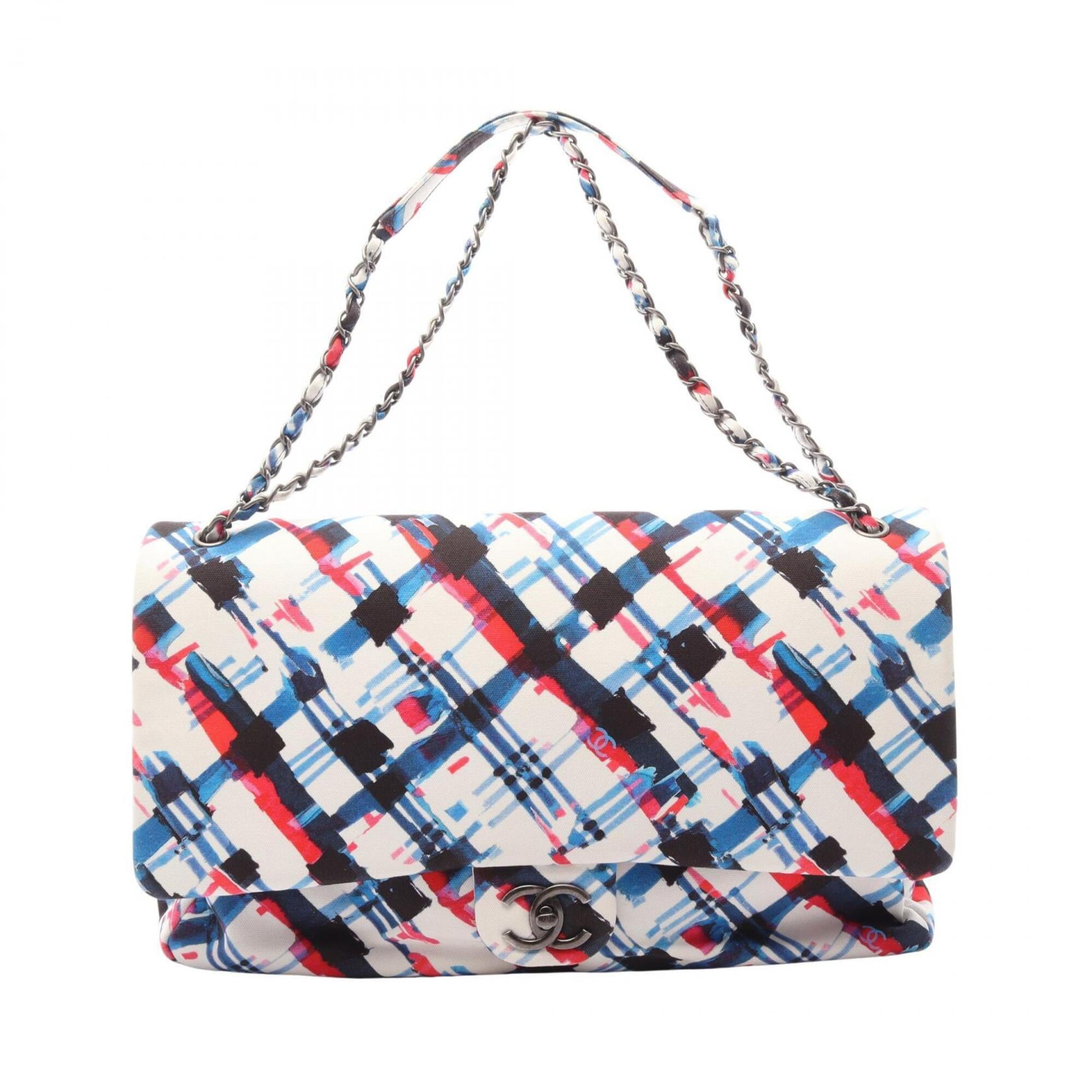 Chanel Multi-Color White Canvas Handbag Shoulder Bag (Pre-Owned)