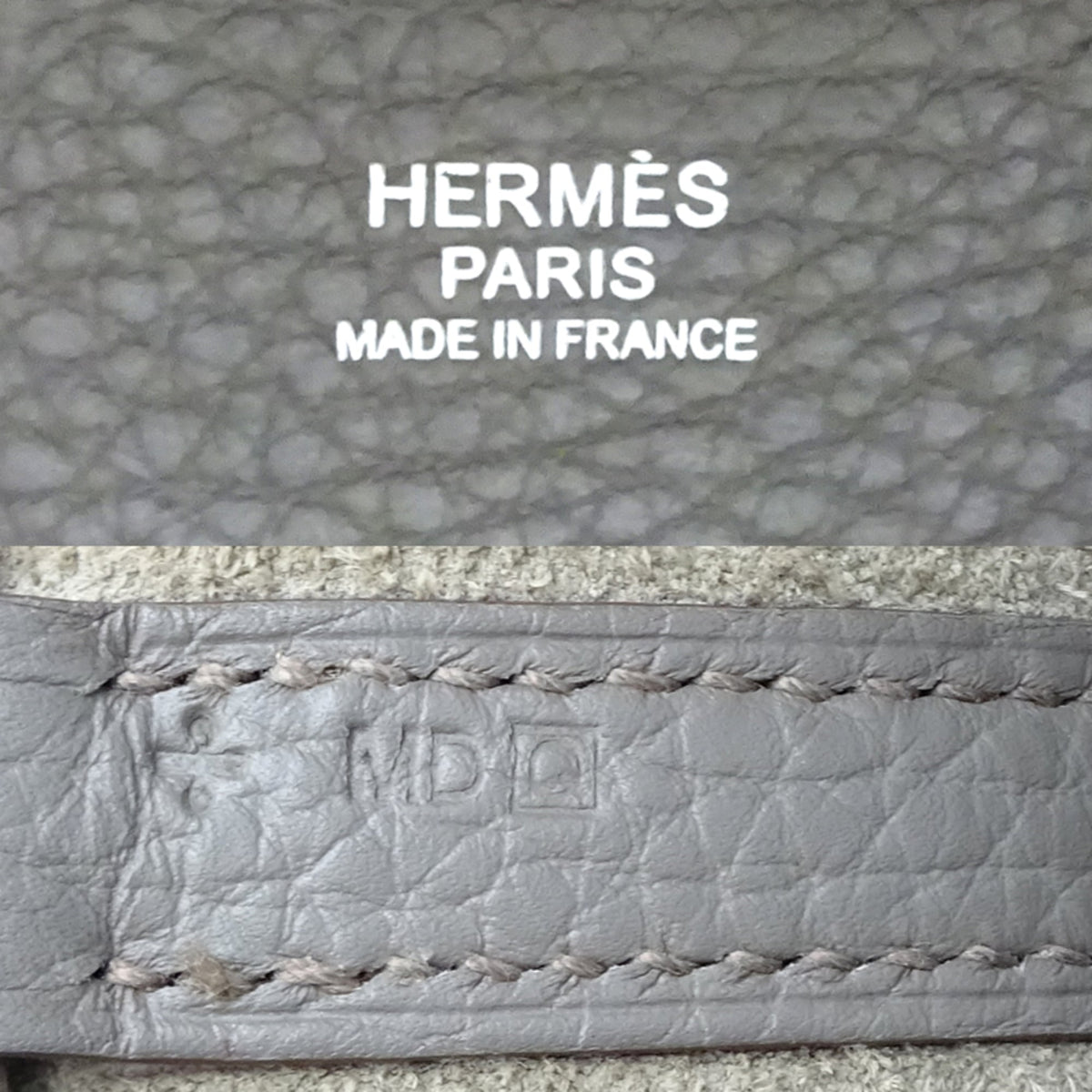 Hermes Etain Taurillon Clemence Leather Handbag (Pre-Owned)