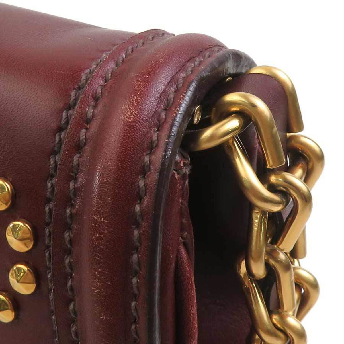Miu Miu Brown Gold Leather Metal Shoulder Bag (Pre-Owned)