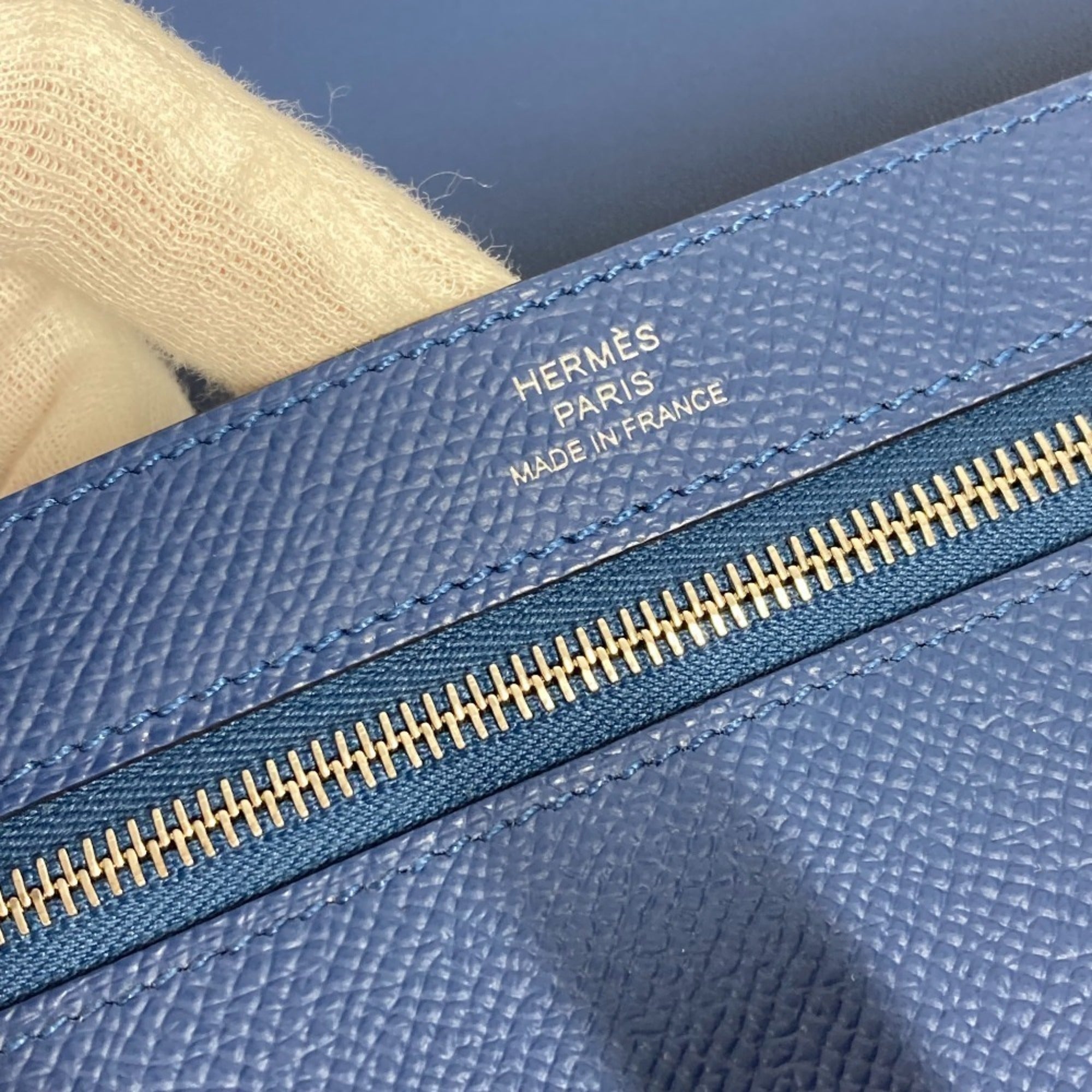 Hermes Blue Epsom Leather Long Wallet (Bi-Fold) (Pre-Owned)