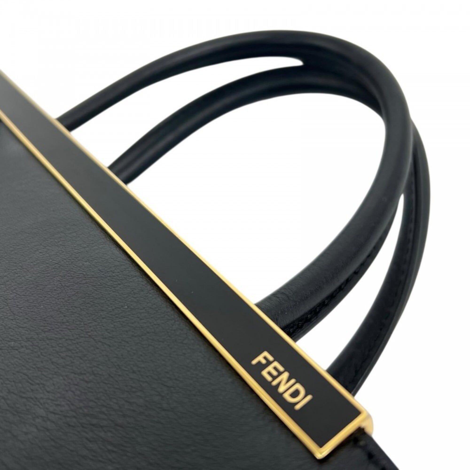 Fendi Black White Leather Handbag (Pre-Owned)