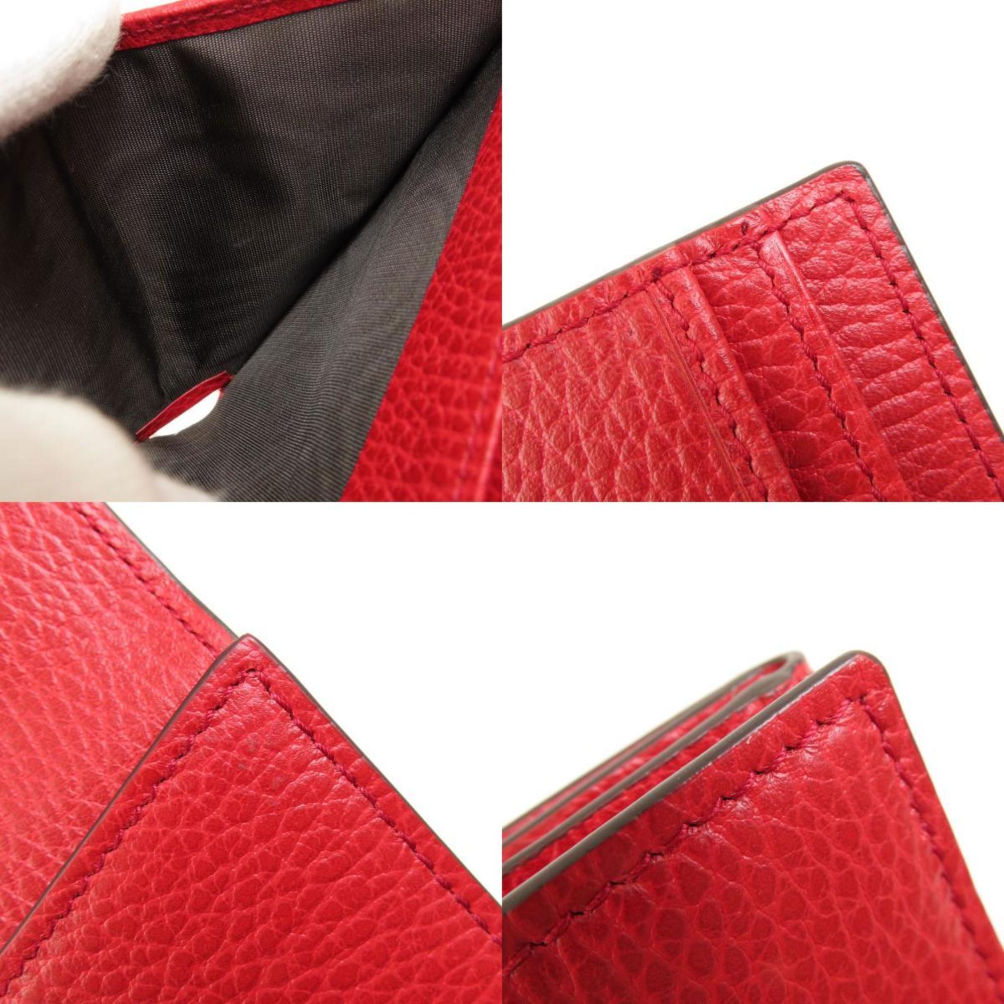 Gucci Red Color Leather Wallet (Bi-Fold) (Pre-Owned)