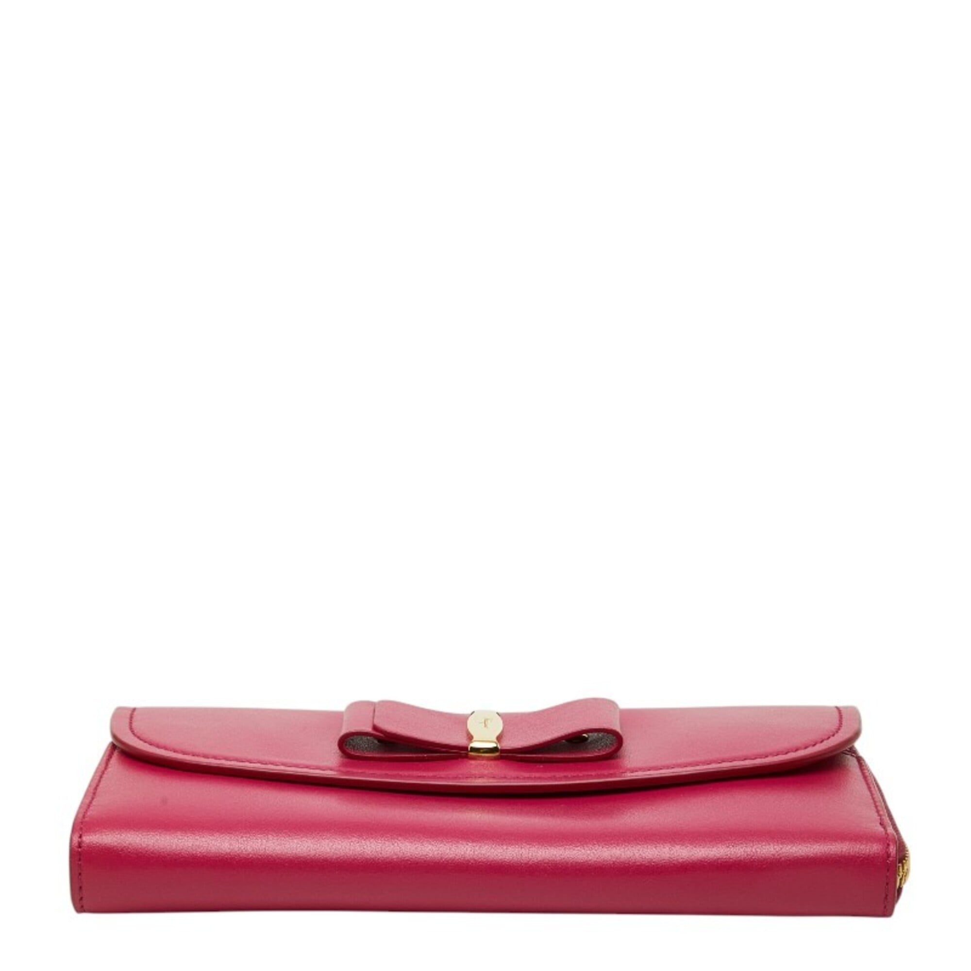Salvatore Ferragamo Pink Leather Long Wallet (Bi-Fold) (Pre-Owned)