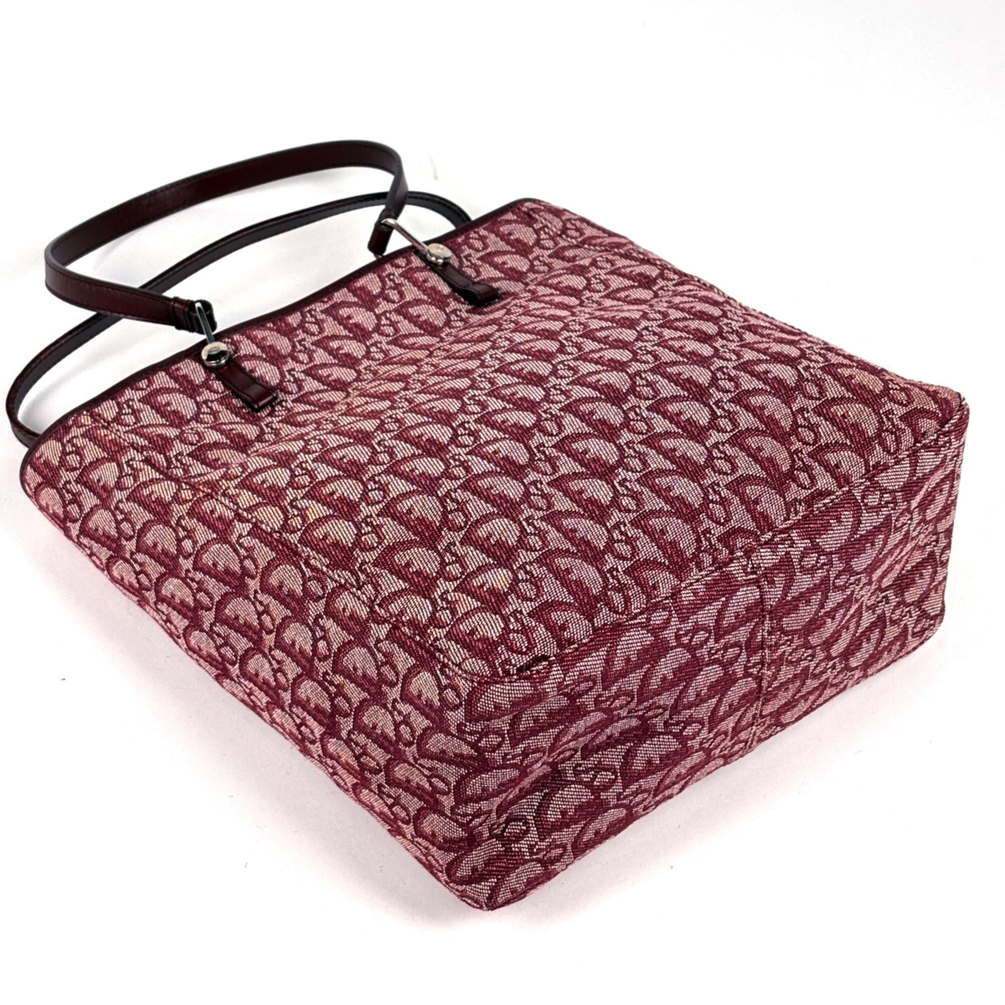 Christian Dior Trotter Bordeaux Canvas Leather Tote Bag (Pre-Owned)
