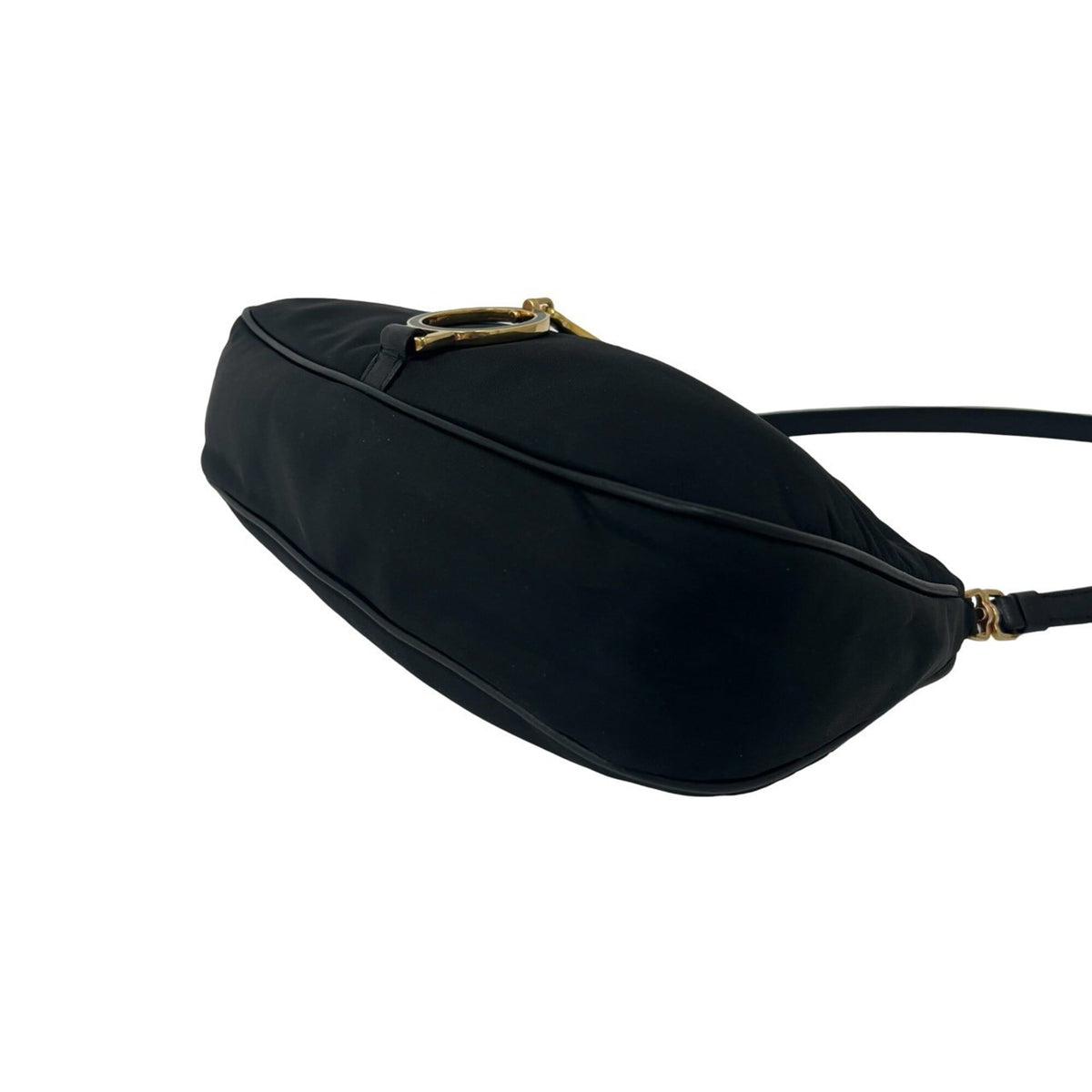 Prada Black Nylon Leather Handbag Shoulder Bag (Pre-Owned)