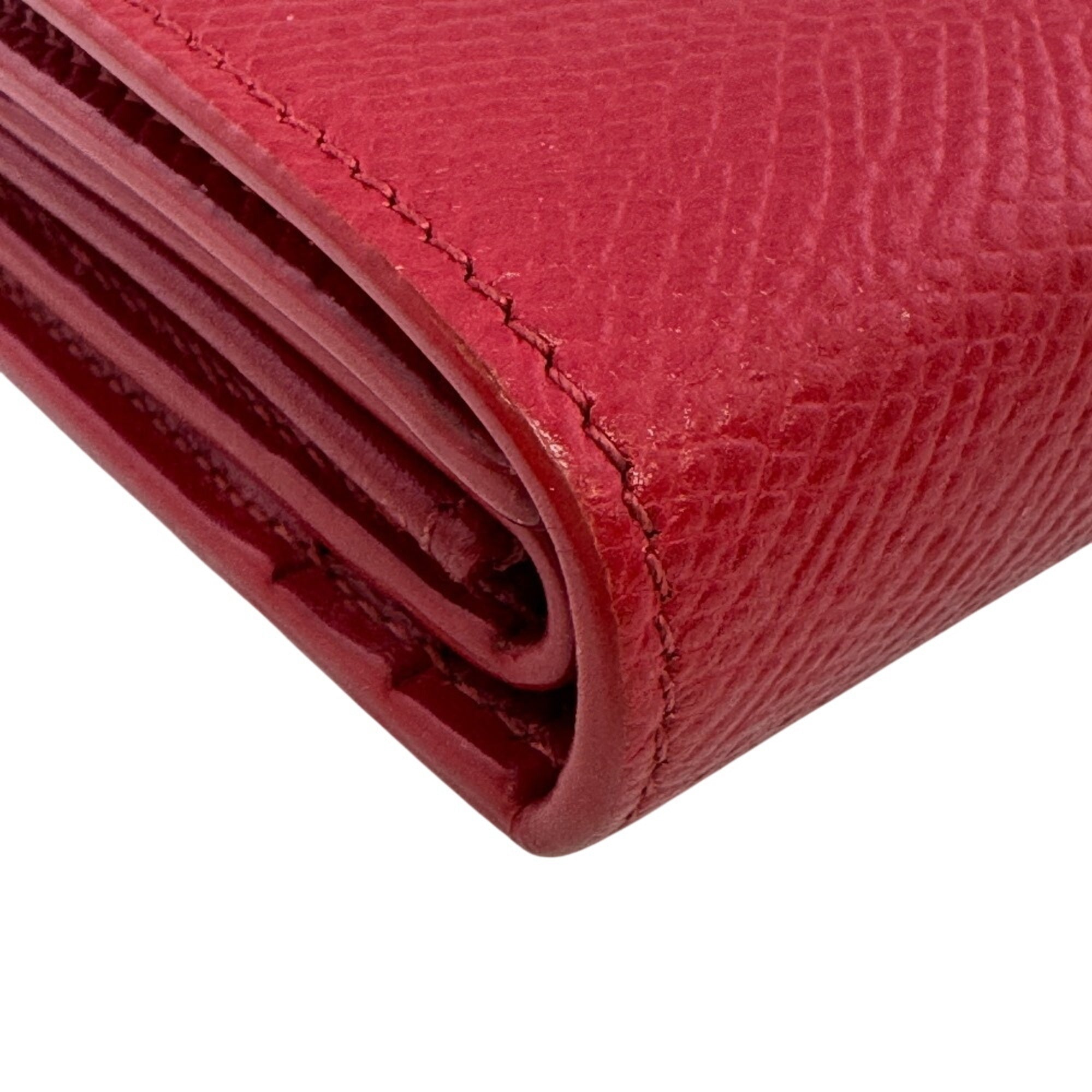 Celine Red Color Leather Wallet (Tri-Fold) (Pre-Owned)