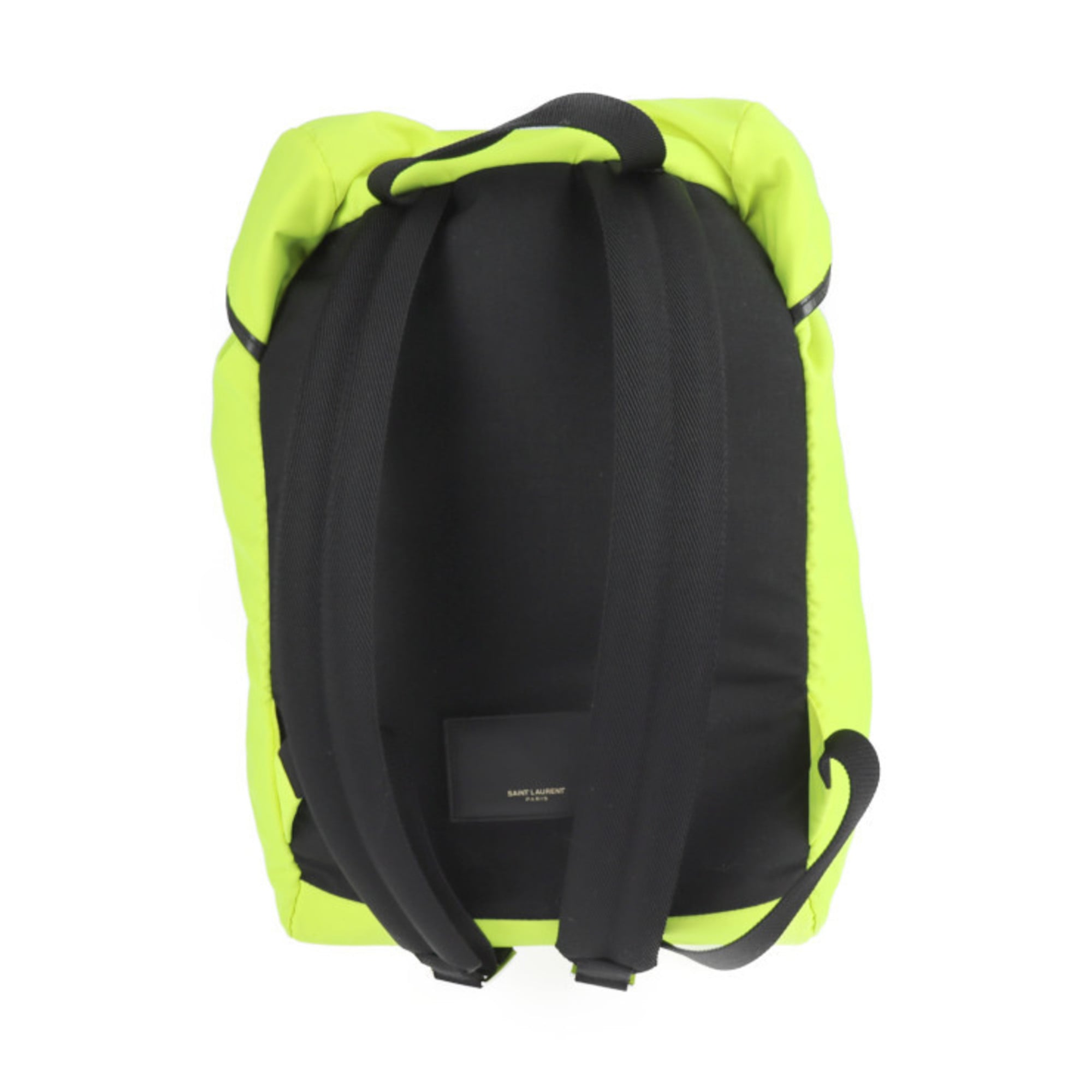Yves Saint Laurent Black Yellow Nylon Canvas Leather Backpack (Pre-Owned)
