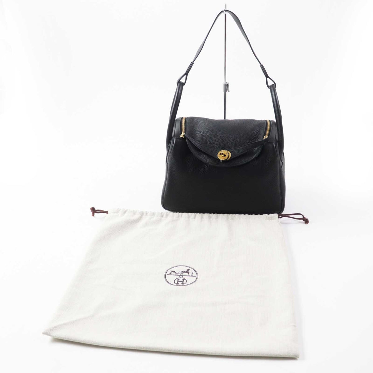 Hermes Lindy Black Taurillon Clemence Leather Shoulder Bag (Pre-Owned)