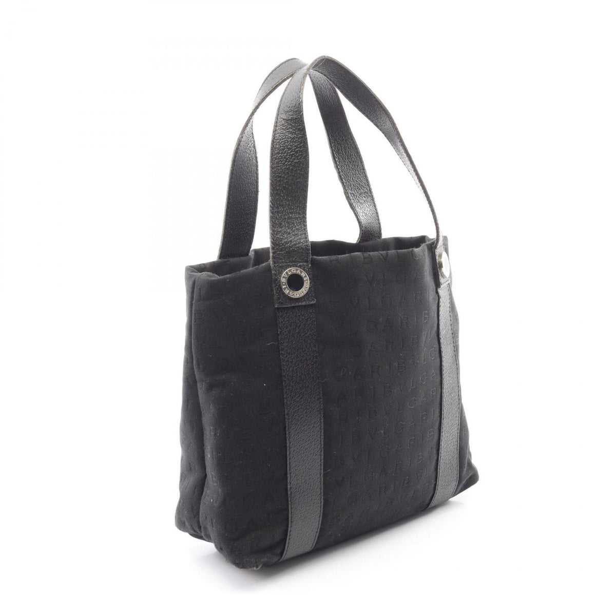 Bvlgari Black Canvas Leather Handbag Pouch (Pre-Owned)
