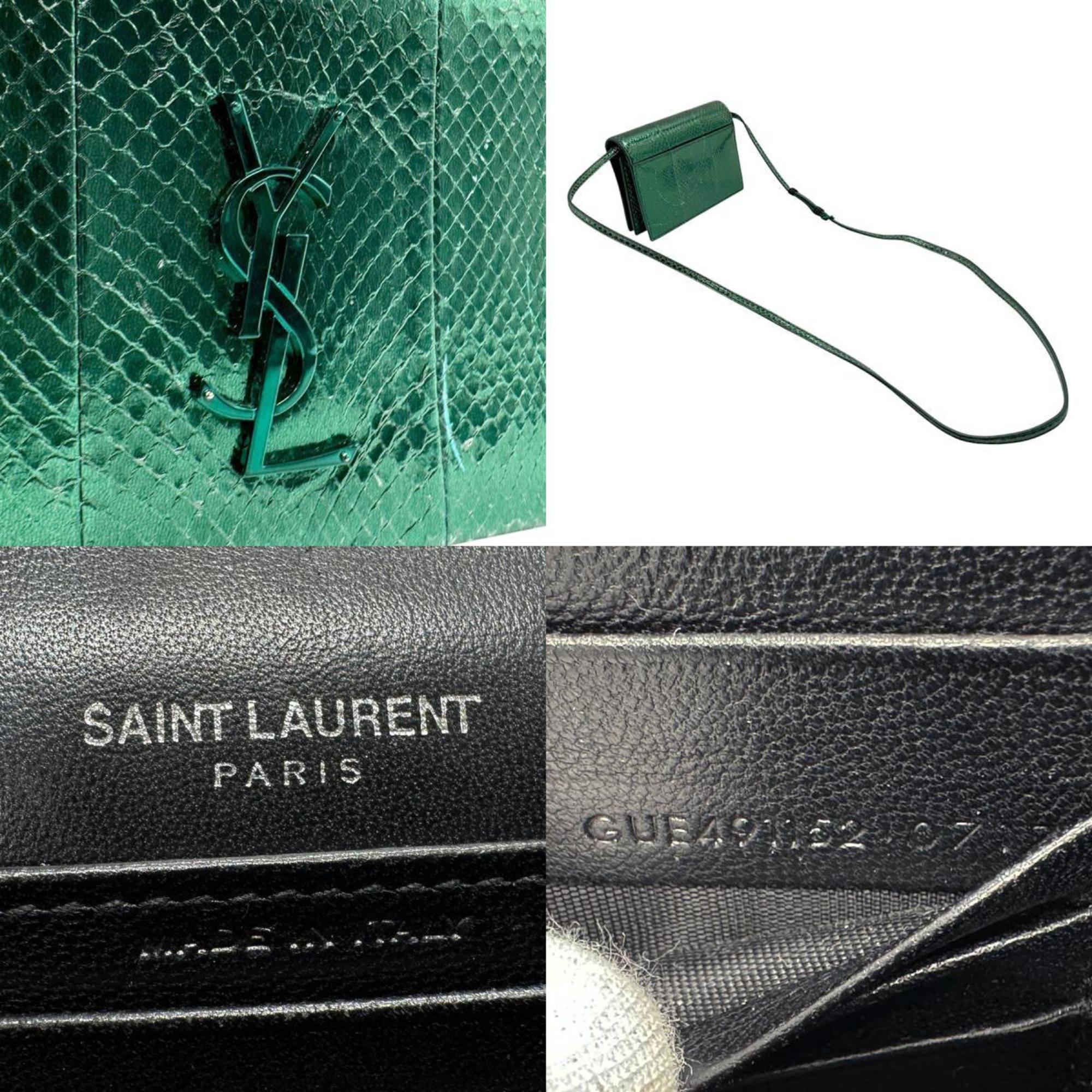 Saint Laurent Metallic Green Leather Shoulder Bag (Pre-Owned)