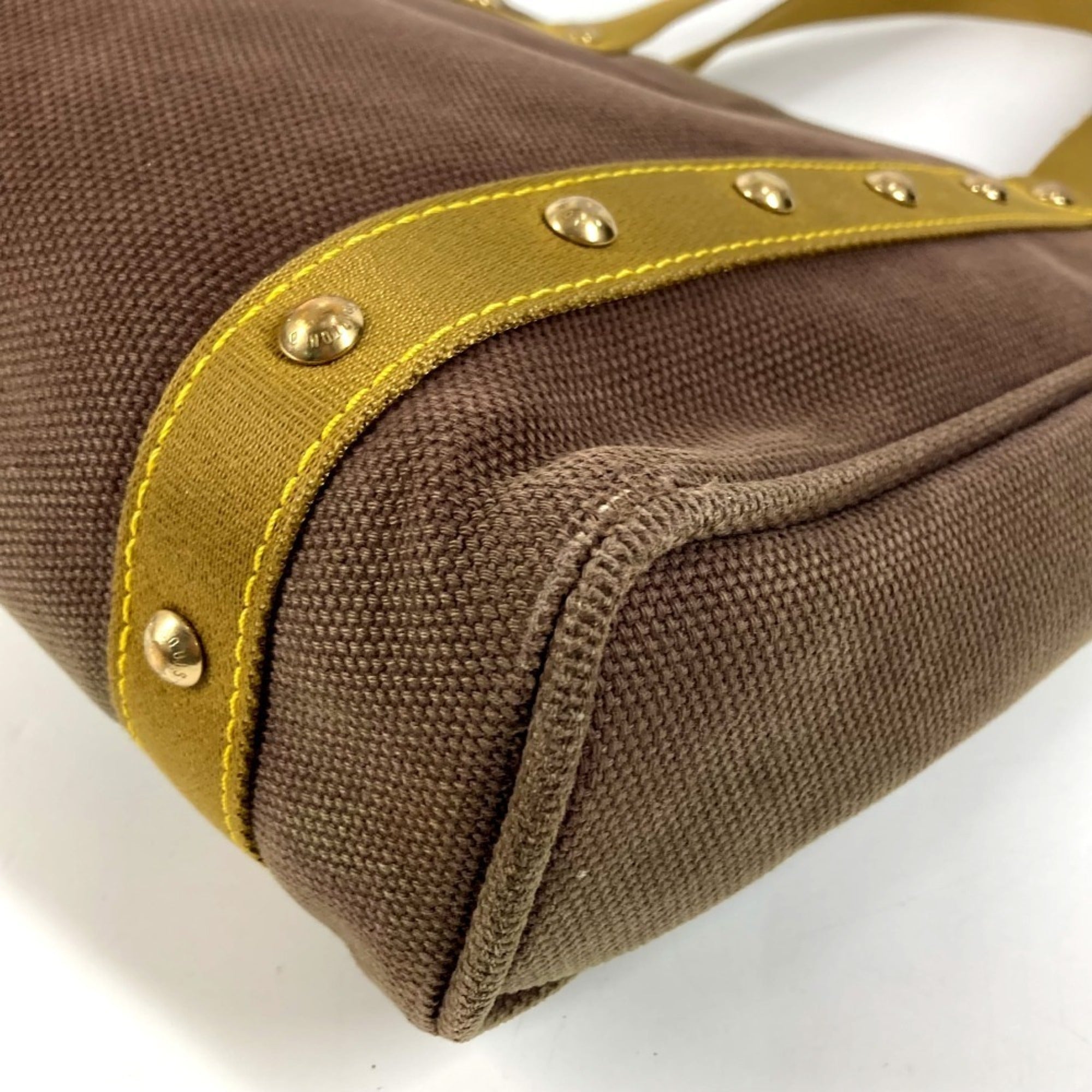 Louis Vuitton Khaki Cotton Shoulder Bag Tote Bag (Pre-Owned)
