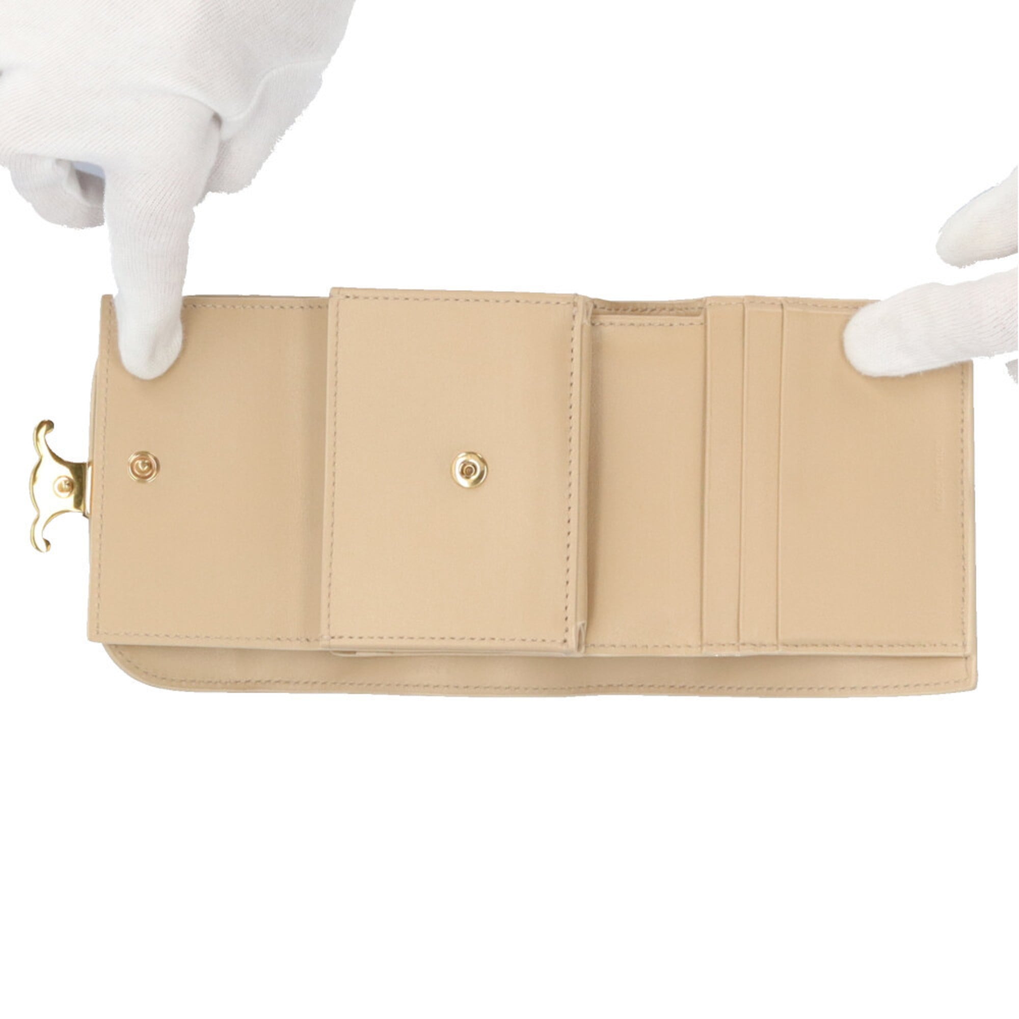 Celine Beige Leather Wallet (Tri-Fold) (Pre-Owned)