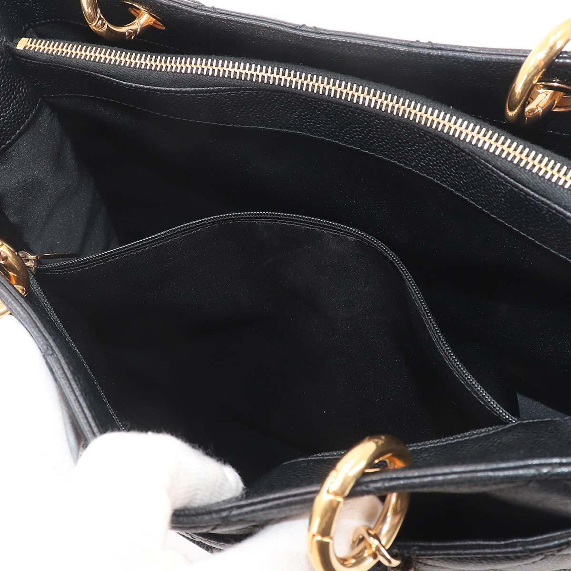 Chanel Black Grained Calfskin Handbag Tote Bag (Pre-Owned)