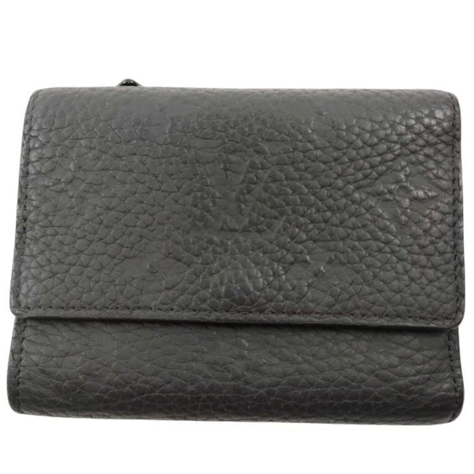Louis Vuitton Black Leather Wallet (Tri-Fold) (Pre-Owned)