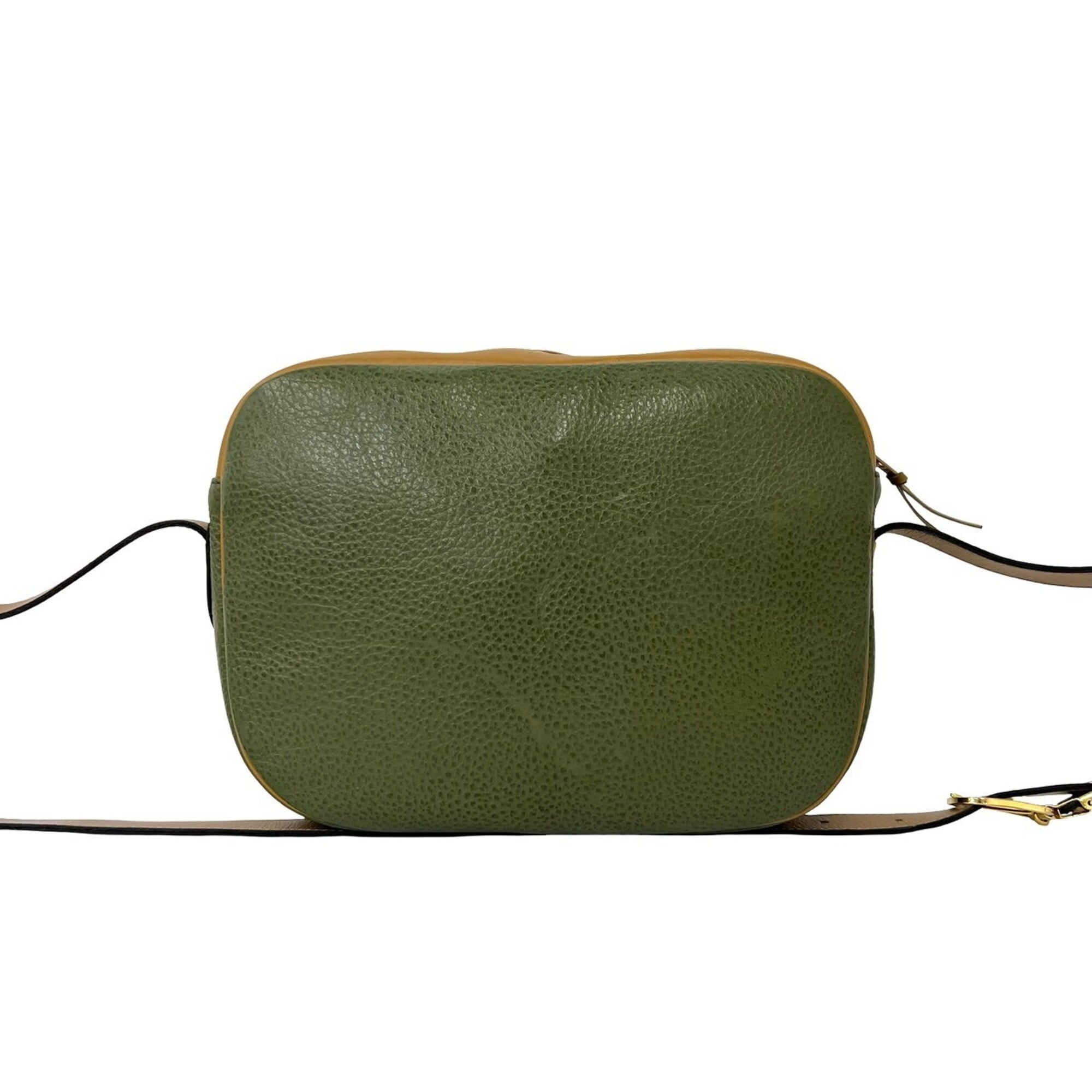 Christian Dior Brown Green Leather Shoulder Bag (Pre-Owned)