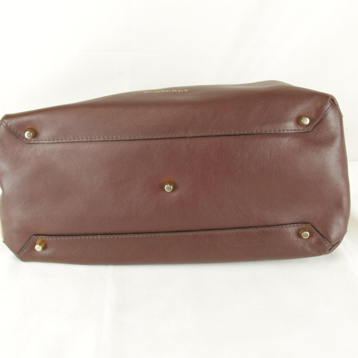 Burberry Brown Leather Canvas Tote Bag (Pre-Owned)