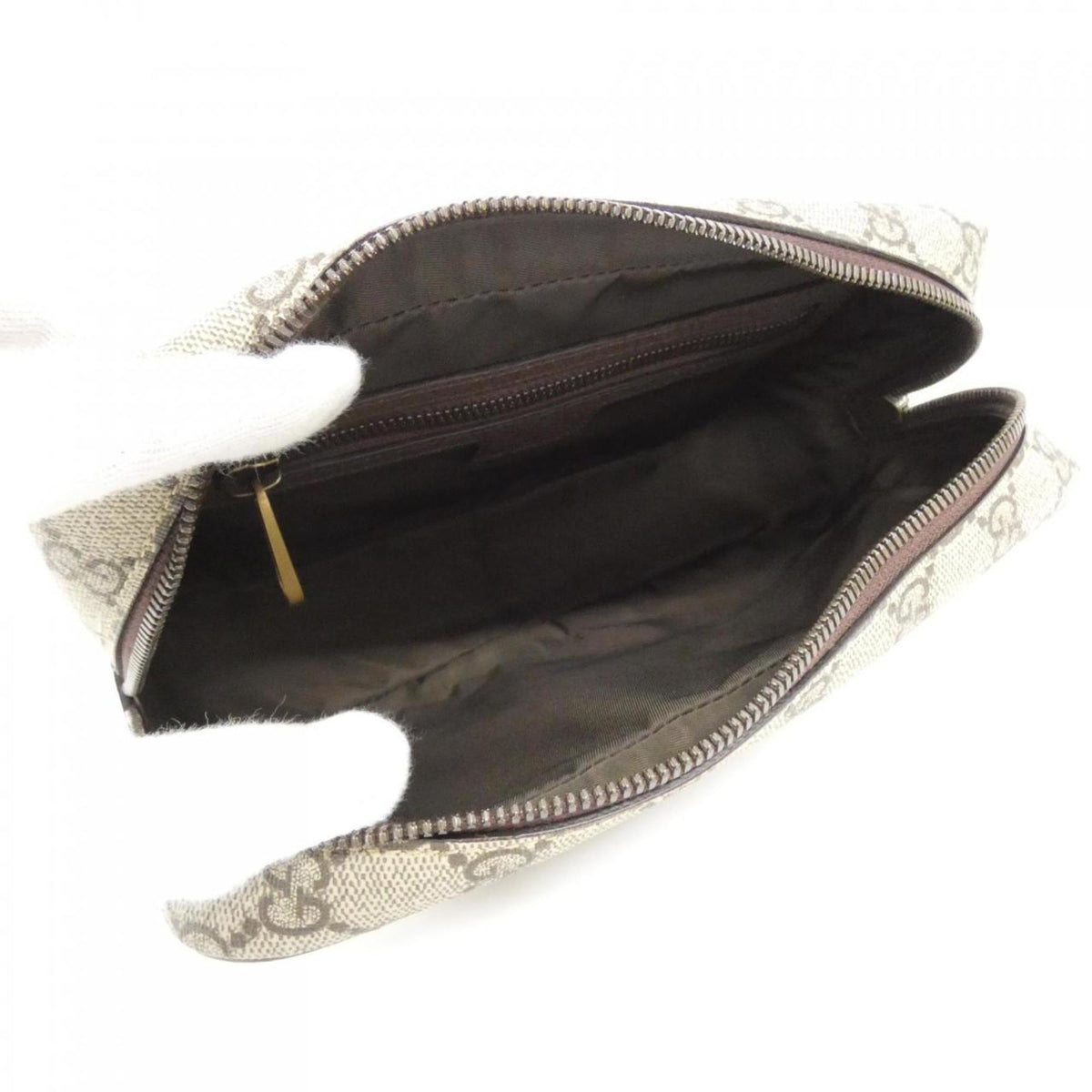 Gucci Beige Brown Gg Supreme Canvas Handbag Pouch (Pre-Owned)