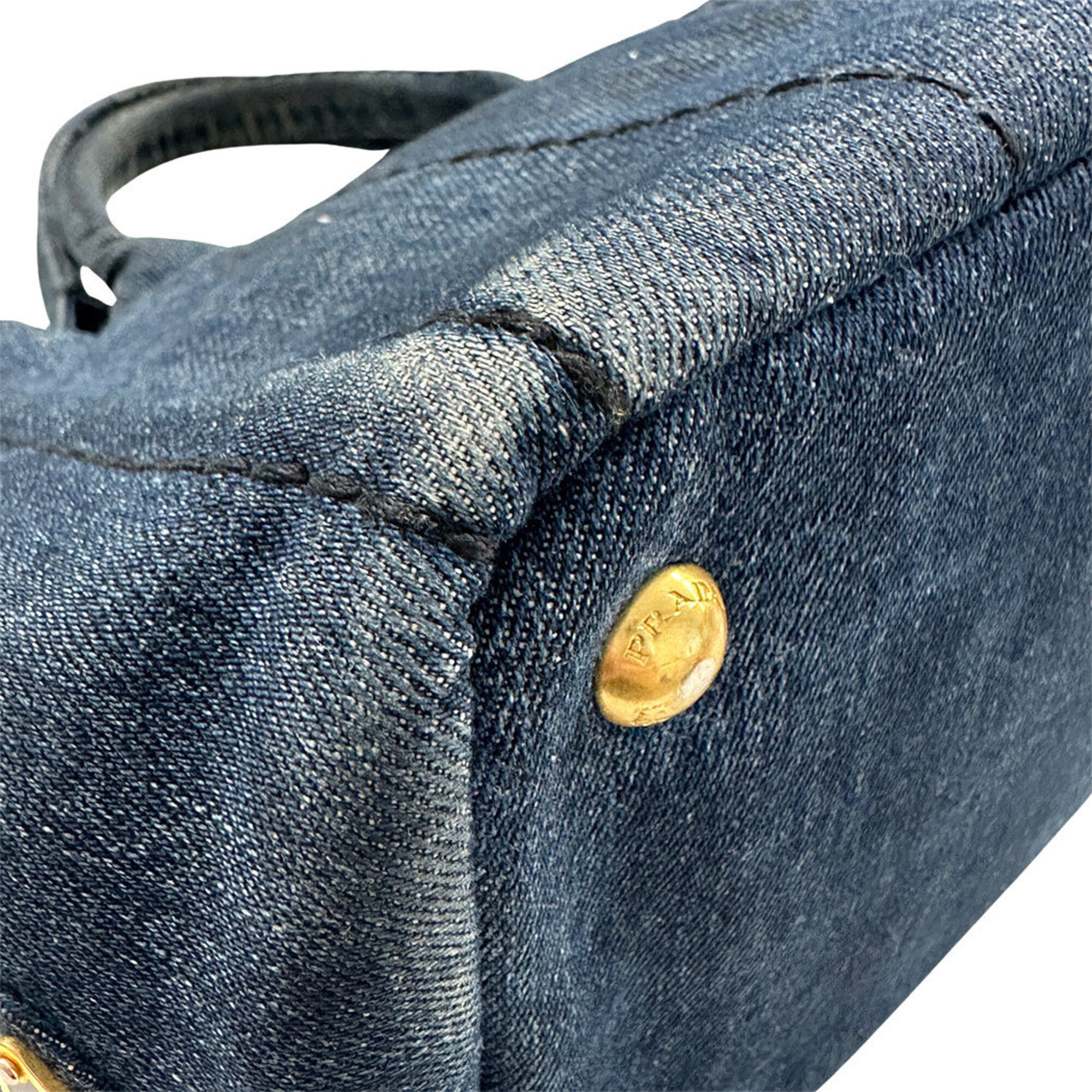 Prada Dark Blue Denim Handbag Shoulder Bag (Pre-Owned)