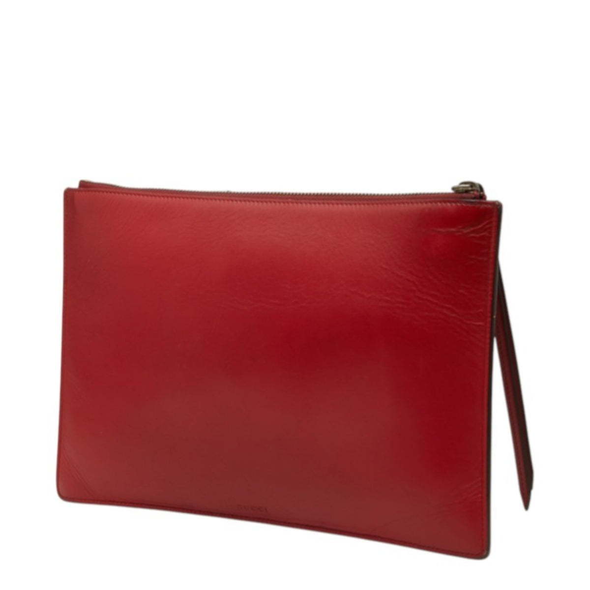 Gucci Black Red Color Leather Clutch Bag Pouch (Pre-Owned)