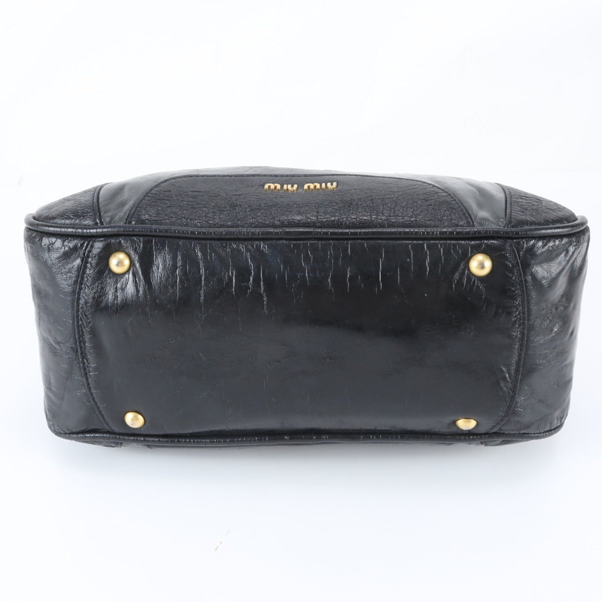Miu Miu Black Leather Boston Bag Handbag Tote Bag (Pre-Owned)