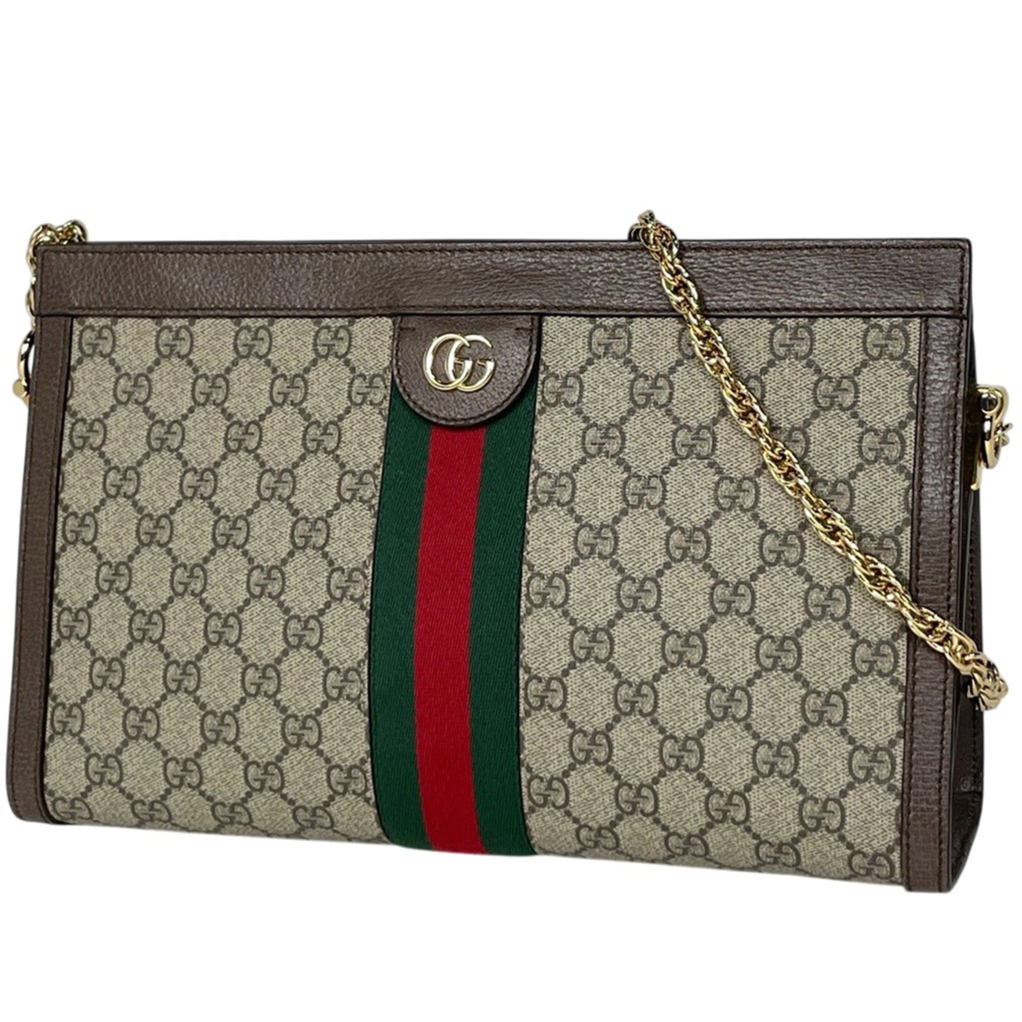 Gucci Sherry Line Beige Brown Coated Canvas Leather Shoulder Bag (Pre-Owned)