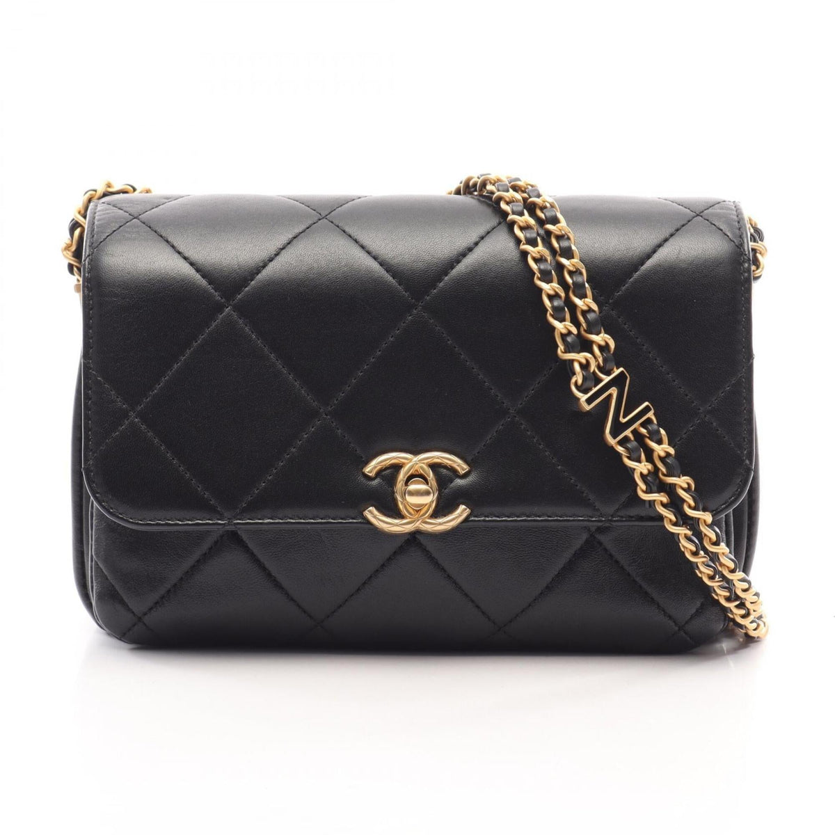 Chanel Black Leather Handbag Shoulder Bag (Pre-Owned)