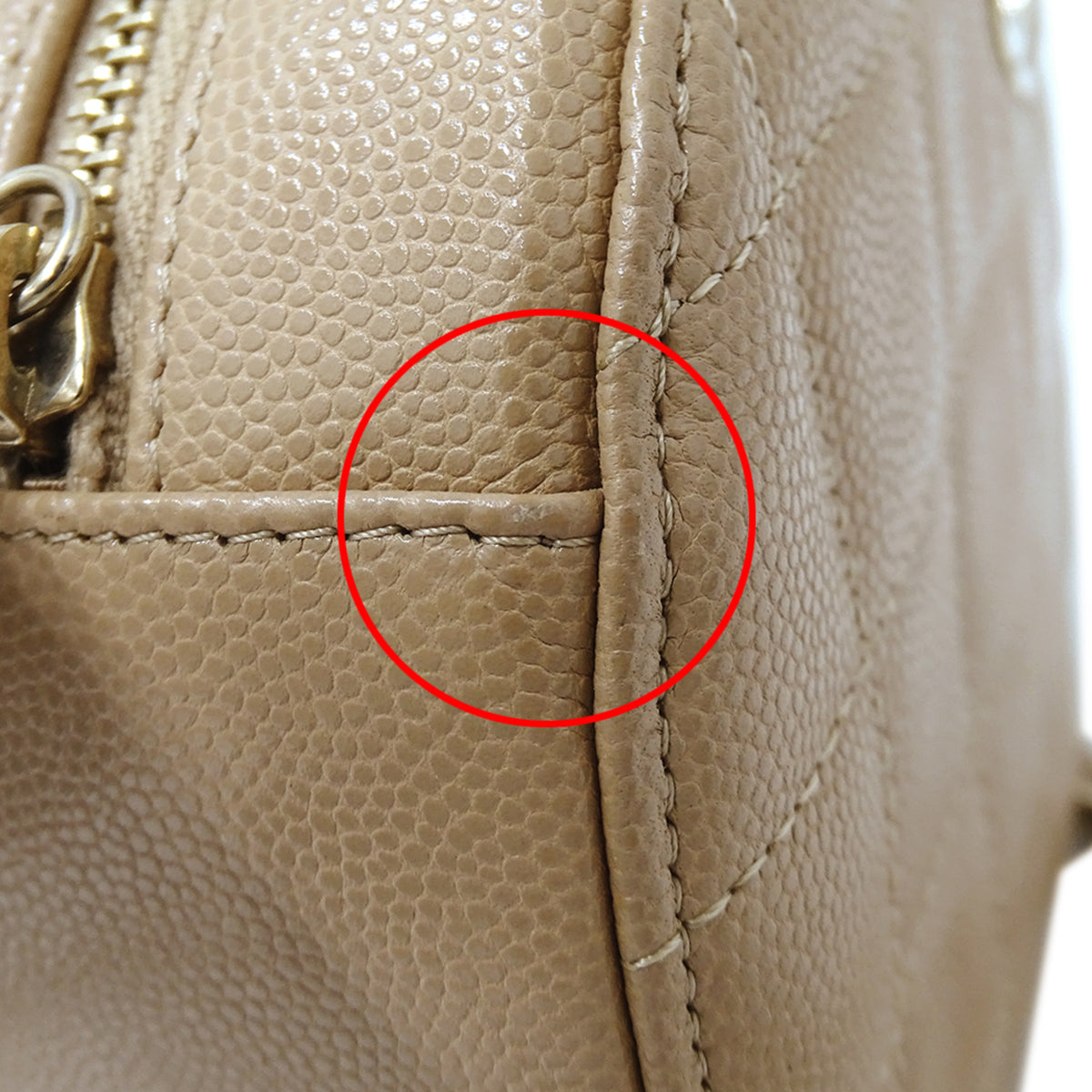 Chanel Beige Grained Calfskin Handbag Shoulder Bag (Pre-Owned)