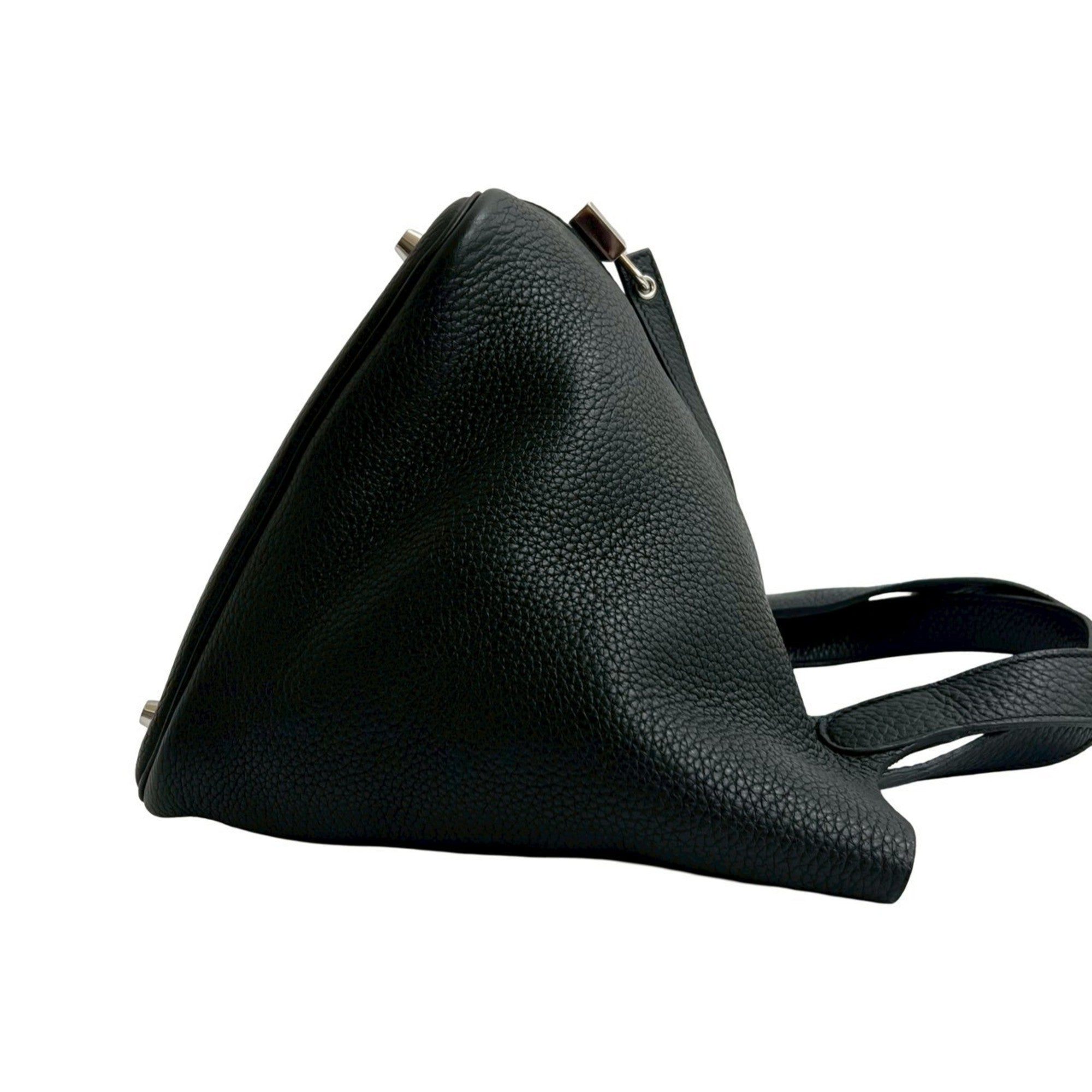 Hermes Black Taurillon Clemence Leather Handbag Tote Bag (Pre-Owned)