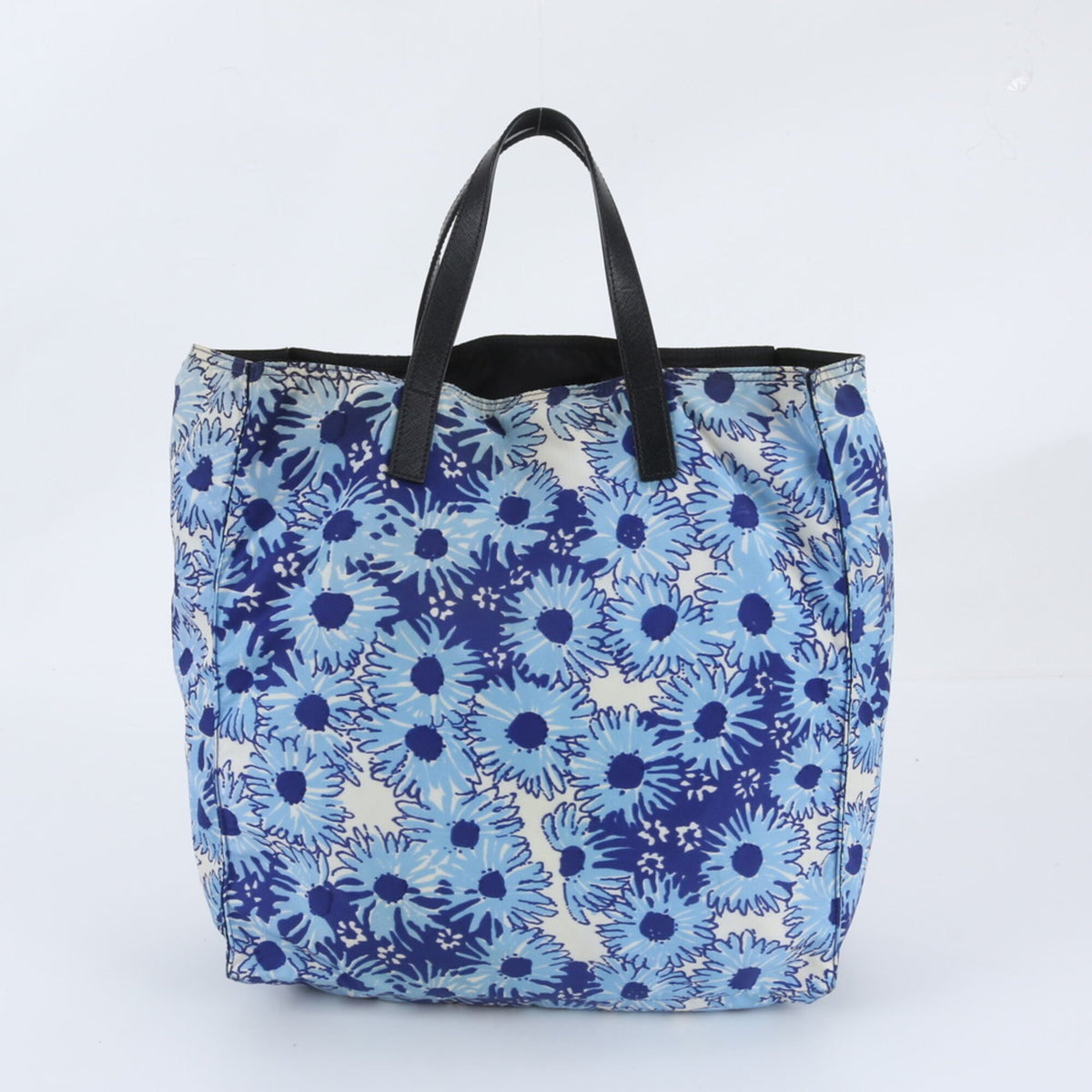Prada Blue Leather Nylon Tote Bag (Pre-Owned)