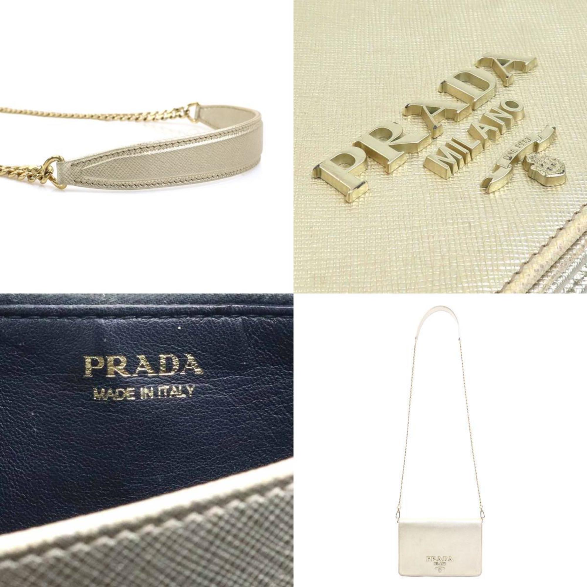 Prada Gold Leather Shoulder Bag (Pre-Owned)