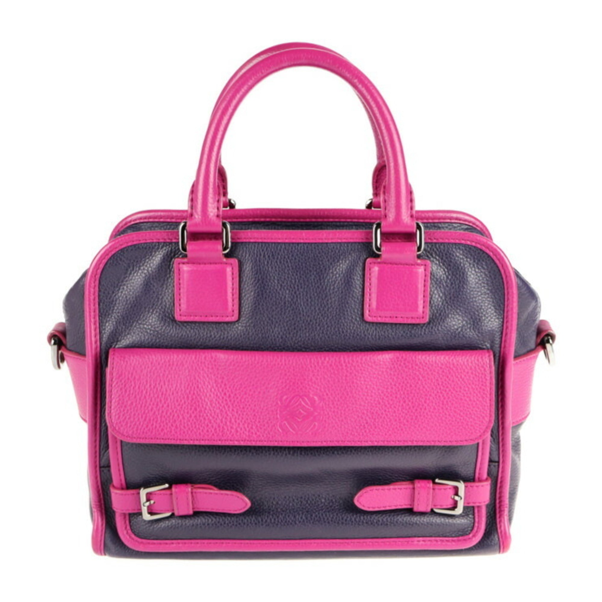 Loewe Pink Purple Leather Handbag Shopping Bag Shoulder Bag Tote Bag (Pre-Owned)