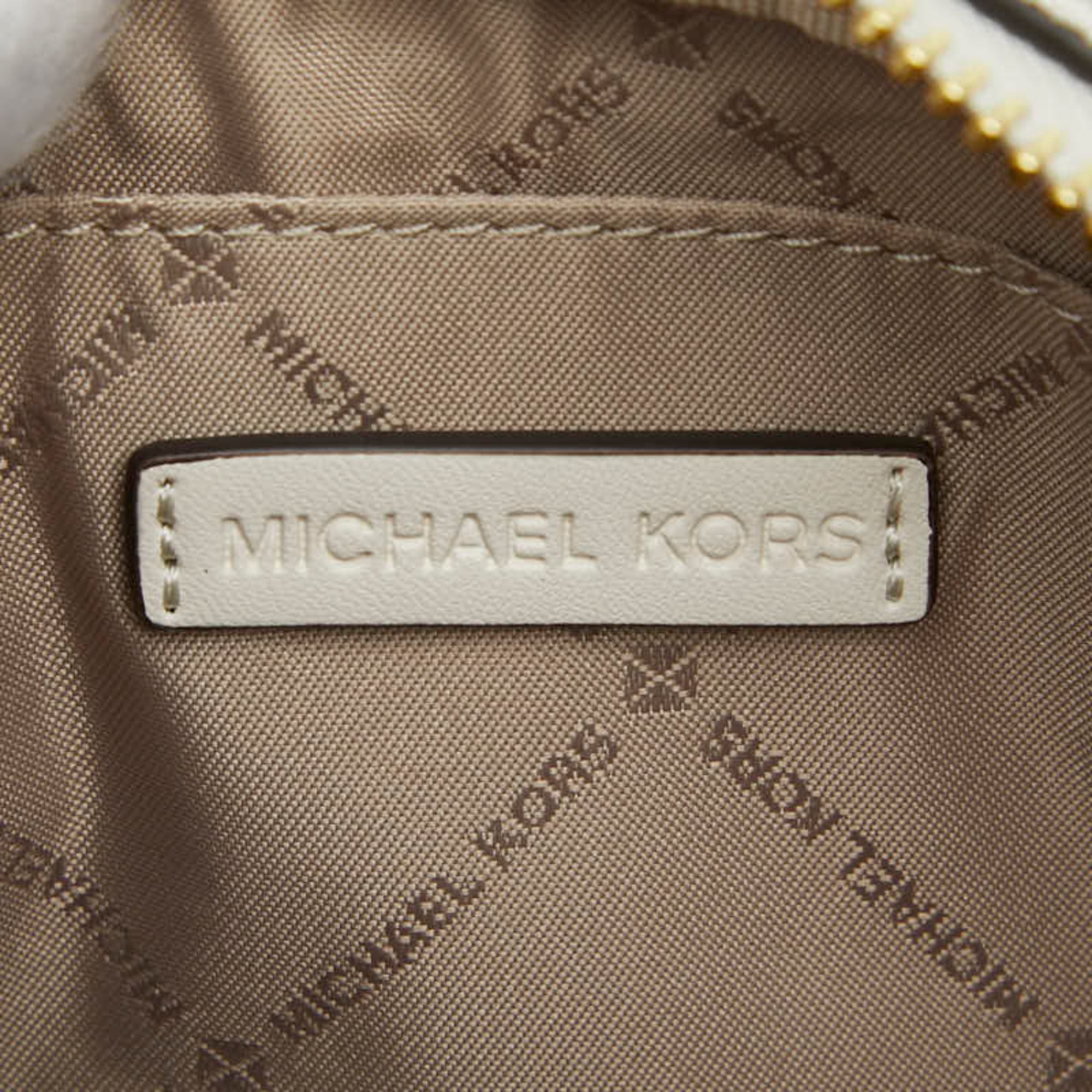 Michael Kors Beige White Leather Pvc Pouch Shoulder Bag (Pre-Owned)