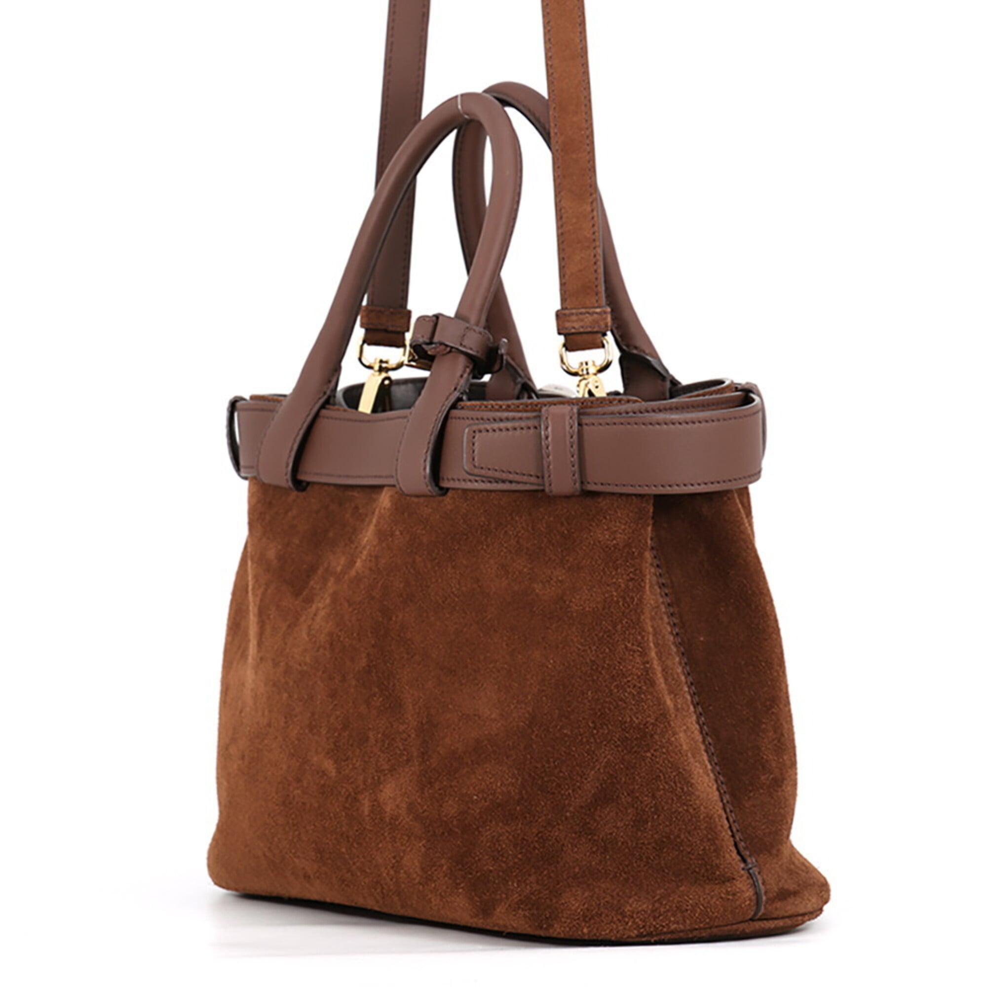 Prada Brown Cocoa Suede Handbag Shoulder Bag (Pre-Owned)