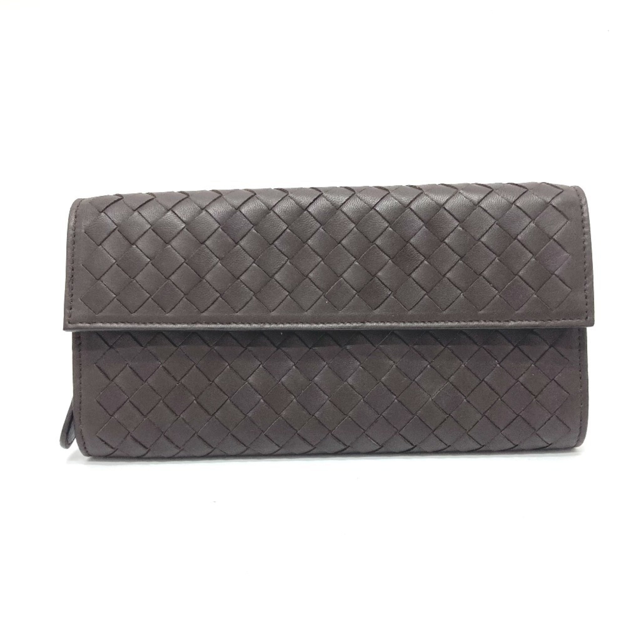 Bottega Veneta Intrecciato Brown Intrecciato Long Wallet (Bi-Fold) (Pre-Owned)