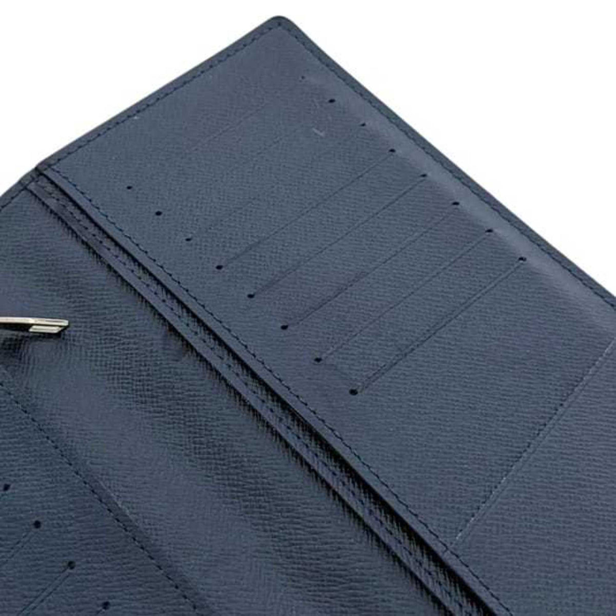 Louis Vuitton Navy Taiga Leather Long Wallet (Bi-Fold) (Pre-Owned)