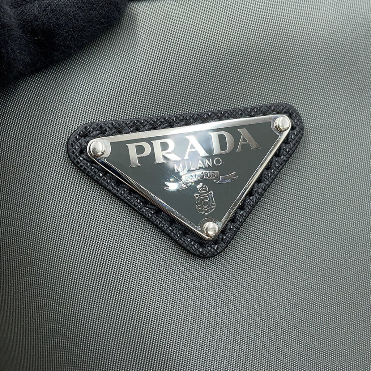 Prada Saffiano Black Gray Nylon Saffiano Handbag Tote Bag (Pre-Owned)